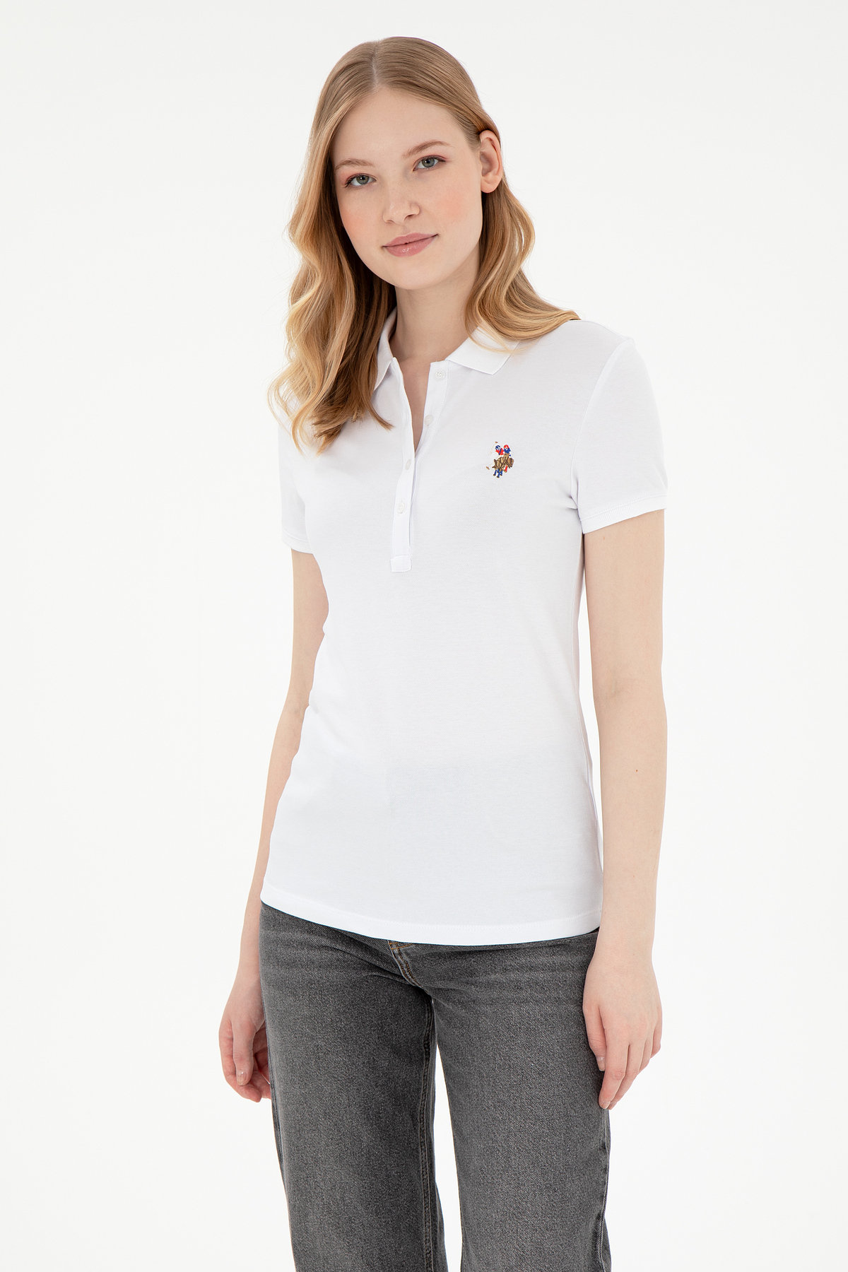 U.S. Polo Assn. Kadın Beyaz Basic Tişört 50280037-VR013