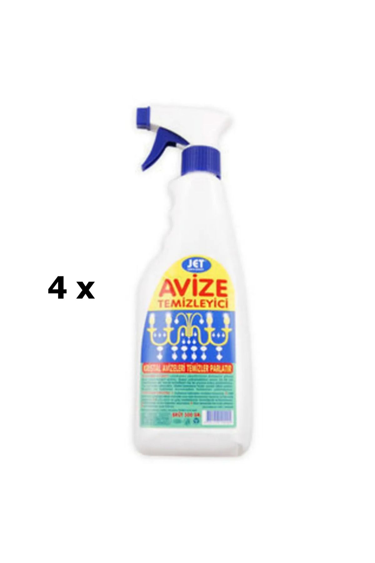 Jet Kimya 4 adet 500 Ml Sıvı Kristal Avize Ve Lambaları El Değmeden Temizleyen Spreyli Avize Temizleyicisi Set