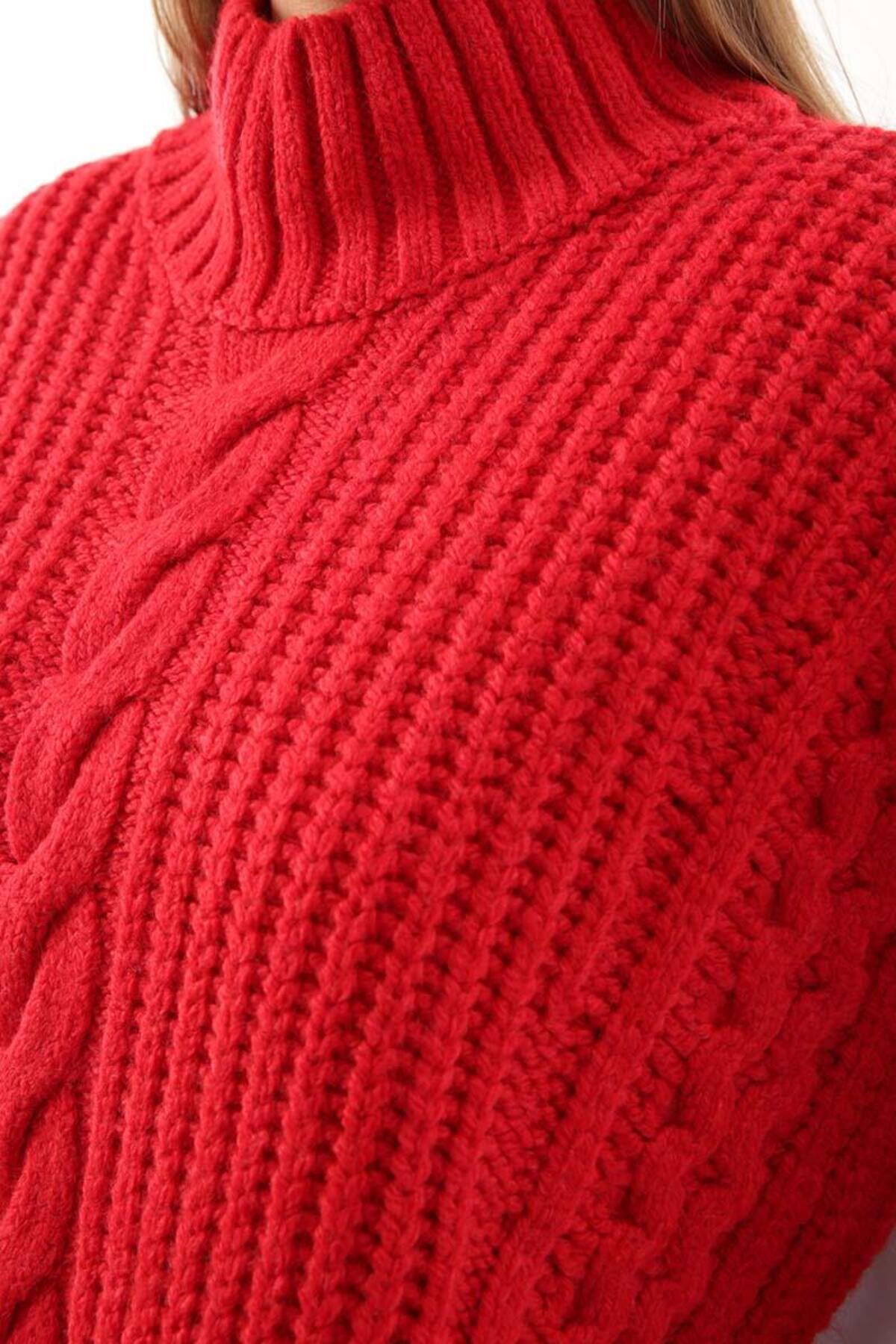 ALLDAY-Red-Hair Braided Turtleneck Sweater 6