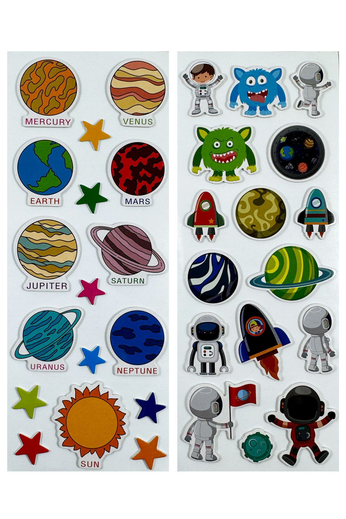 SİHİRLİ AYAKLAR-3D Space Planet Themed 150+ Color Sticking Book Notebook Stickers - Set of 10 2