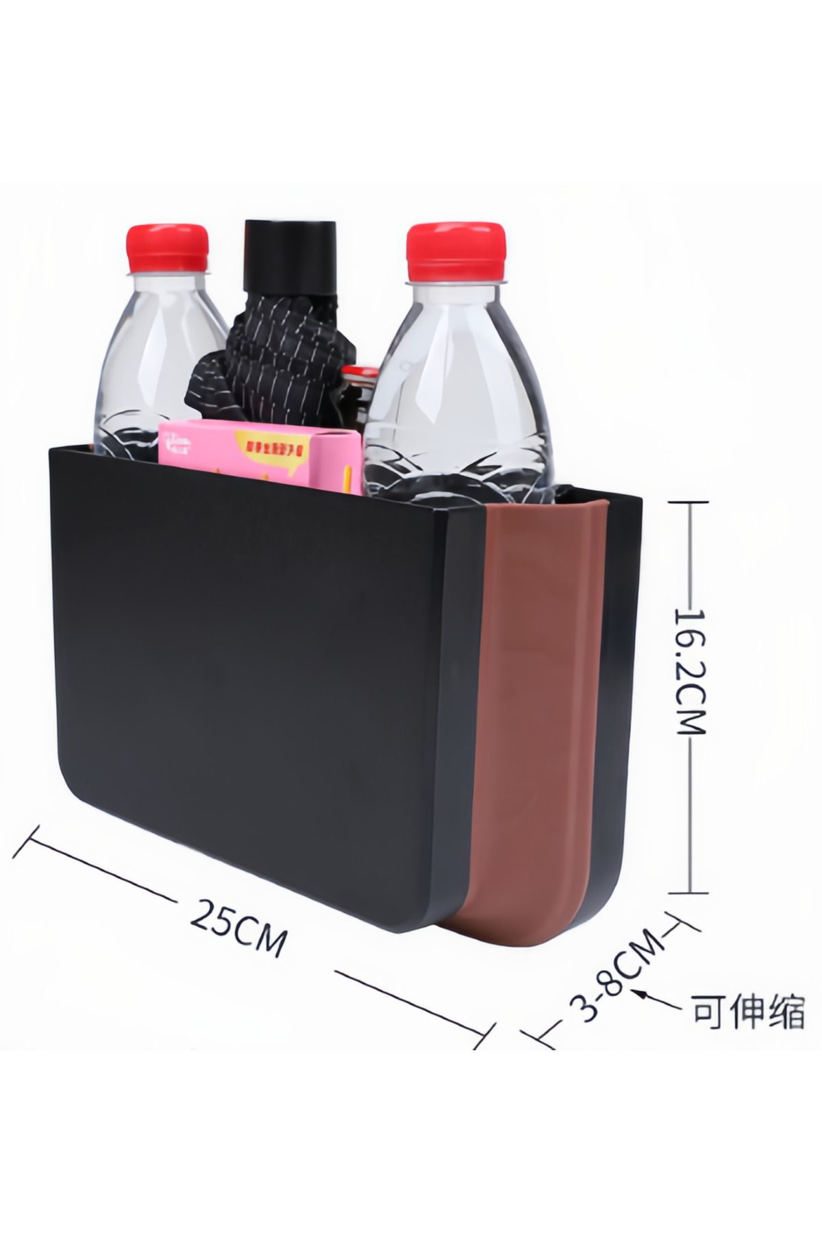 Lumely-6.5L hanging vehicle trash can, waterproof, with hook and storage function, for most vehicles, black 4