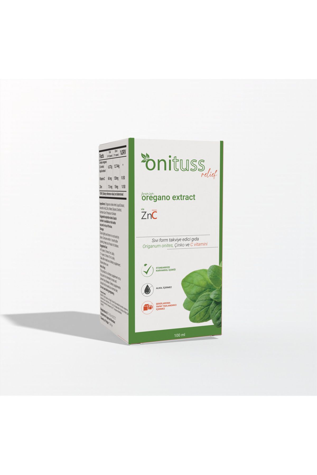 Onituss Oregano Extract Relief Kekik Ekstresi, Çinko ve Vitamin C İçeren Takviye Edici Gıda