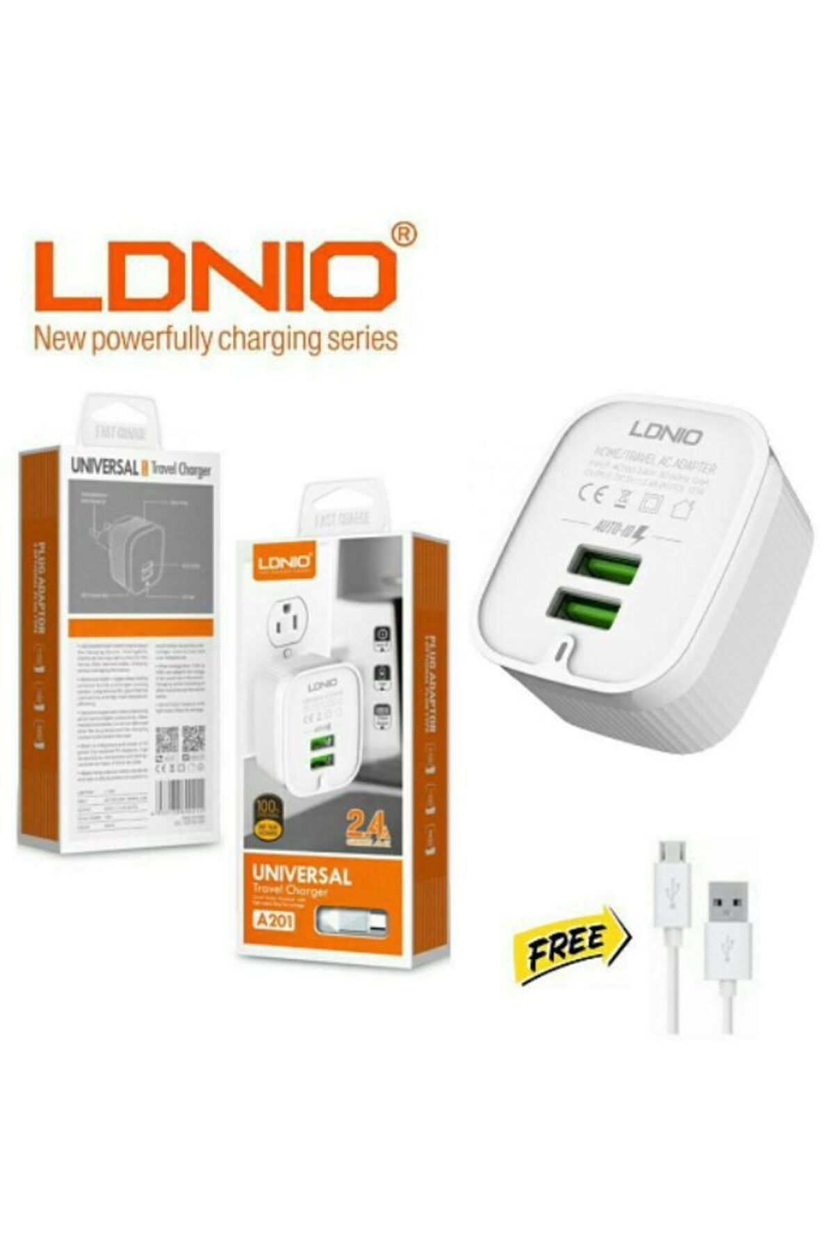 LDNIO-Fast charger - 2 USB Port  3.6 A - PD 20W 2