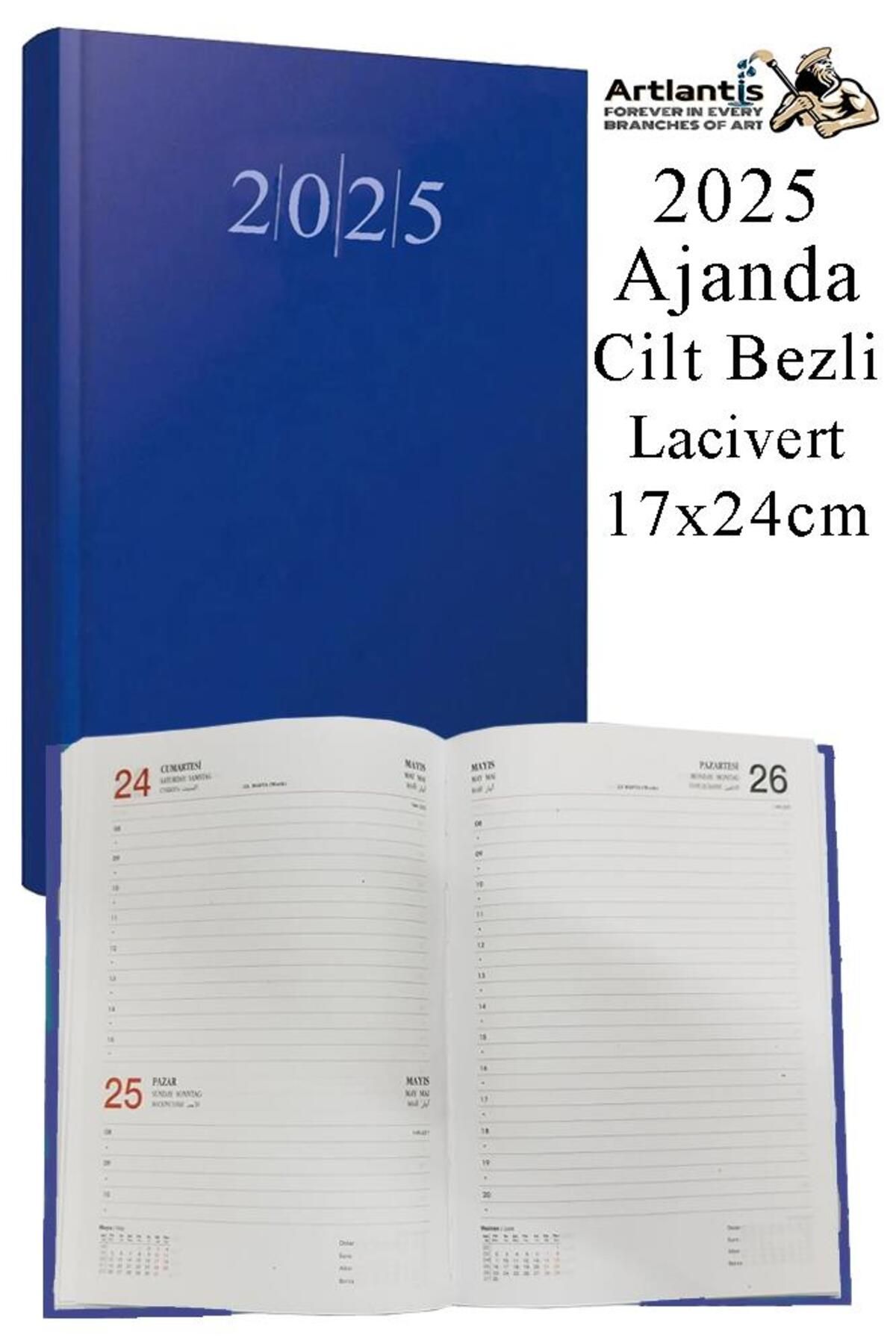 Artlantis 2025 Ajanda 17x24 cm Çizgili Cilt Bezli Dikişli 1 Adet Günlük Planlayıcı Cilt Bezi Ciltli Ajanda 202