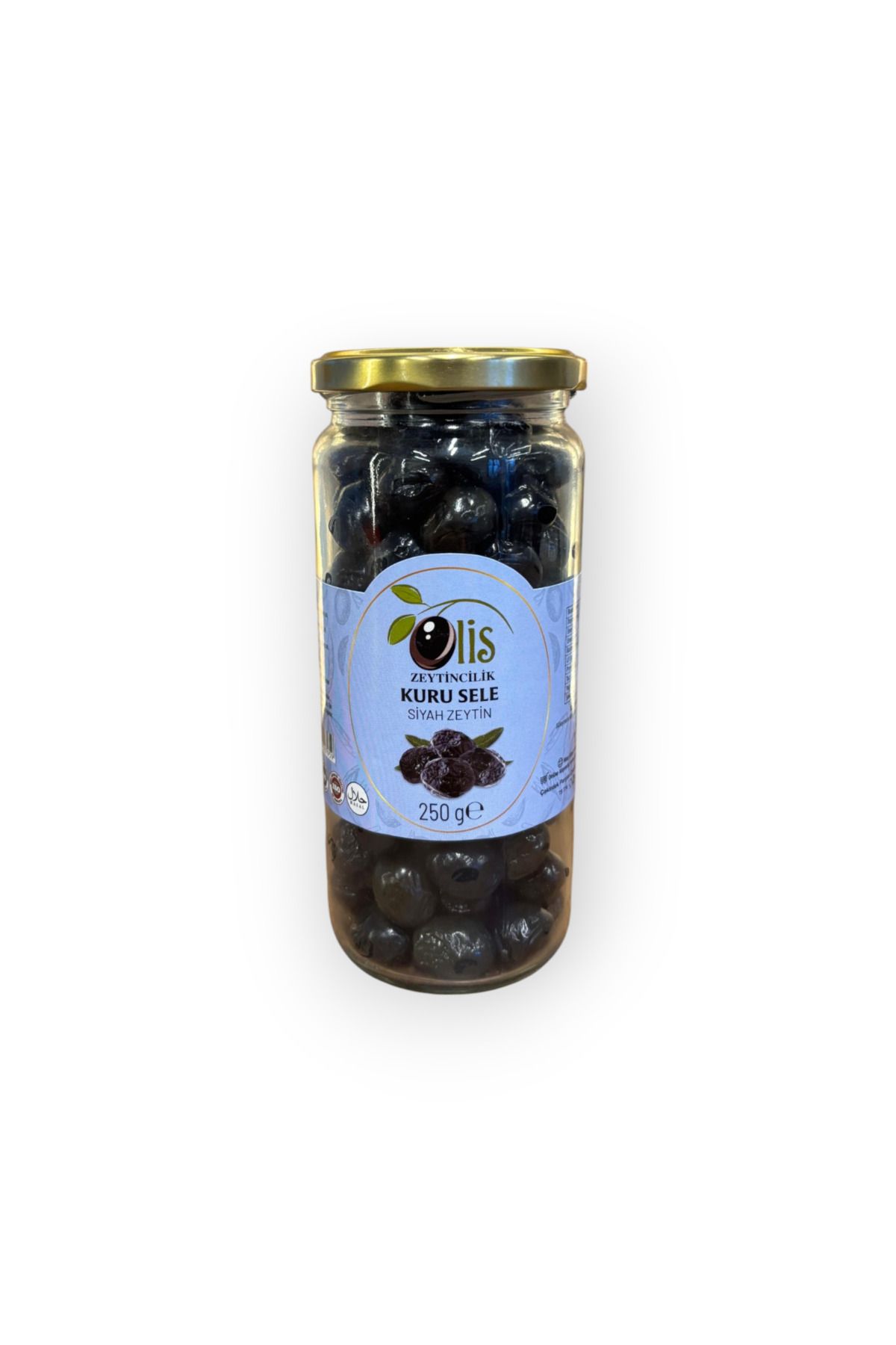 Olis Zeytinleri Kuru Sele Siyah Zeytin - Süzme Ağırlık 250 Gr. - Cam Kavanoz