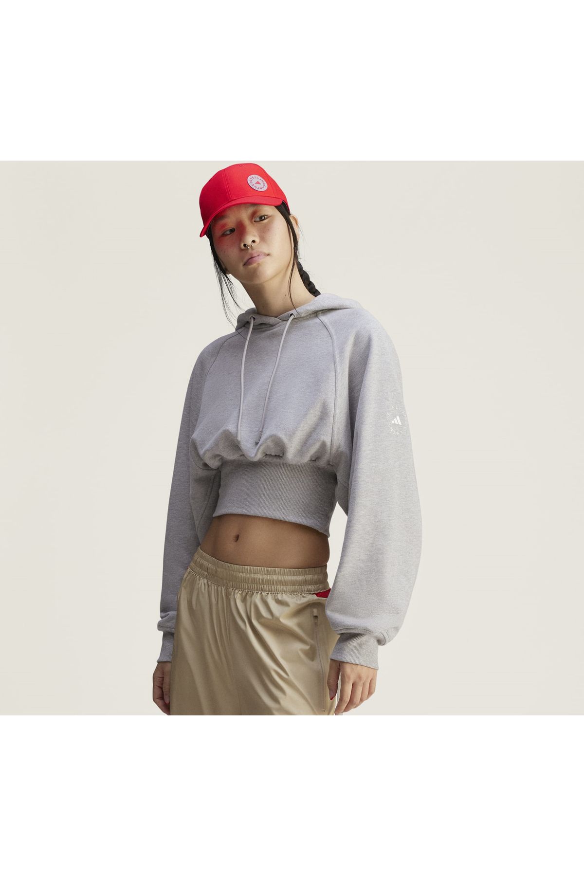 adidas JI5148-K adidas By Stella Mccartney Cropped Kadın Sweatshirt Gri