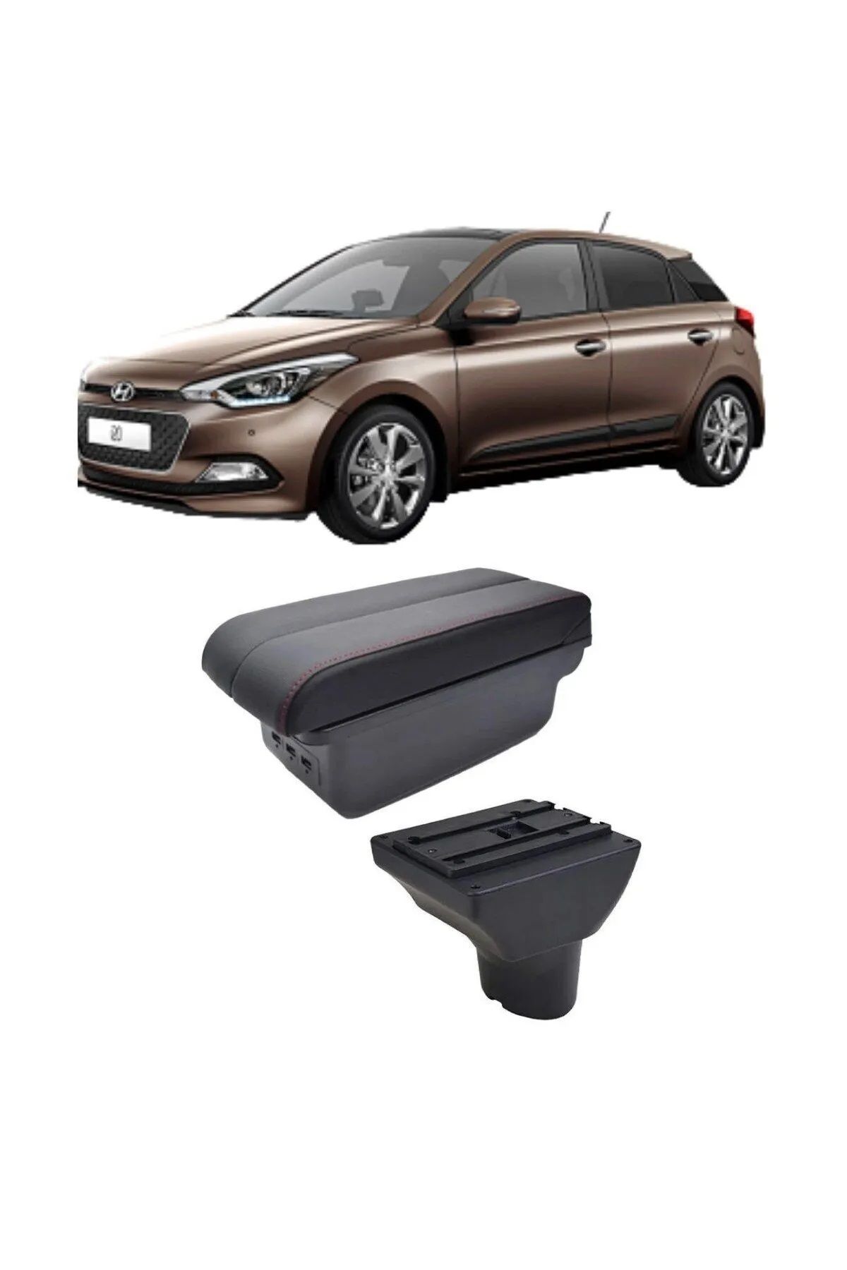 Cebsstore Hyundai i20 2012-2018 Delmesiz Vidasız Kol Dayama Kolçak Siyah Dikişli