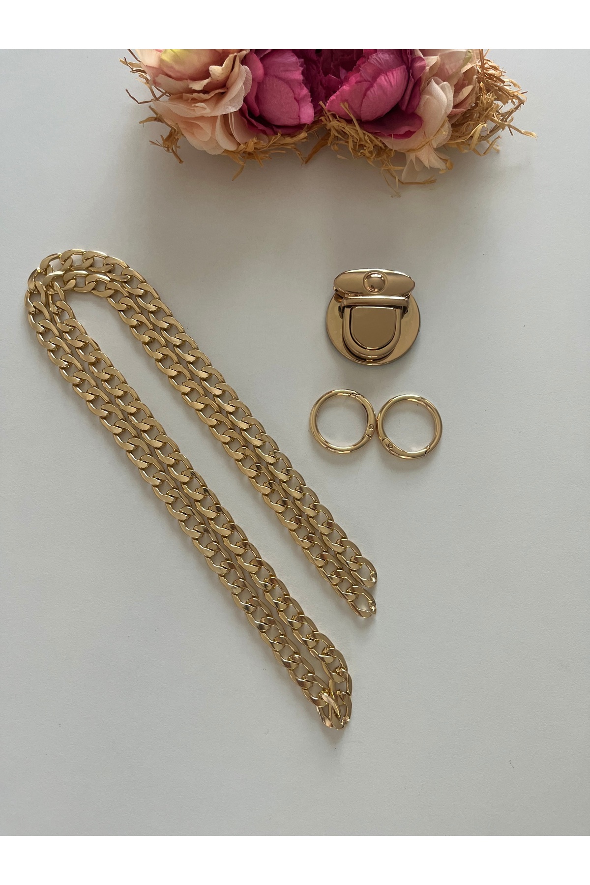 Knitted Bag Chain Lock Set - Metal Bag Accessory