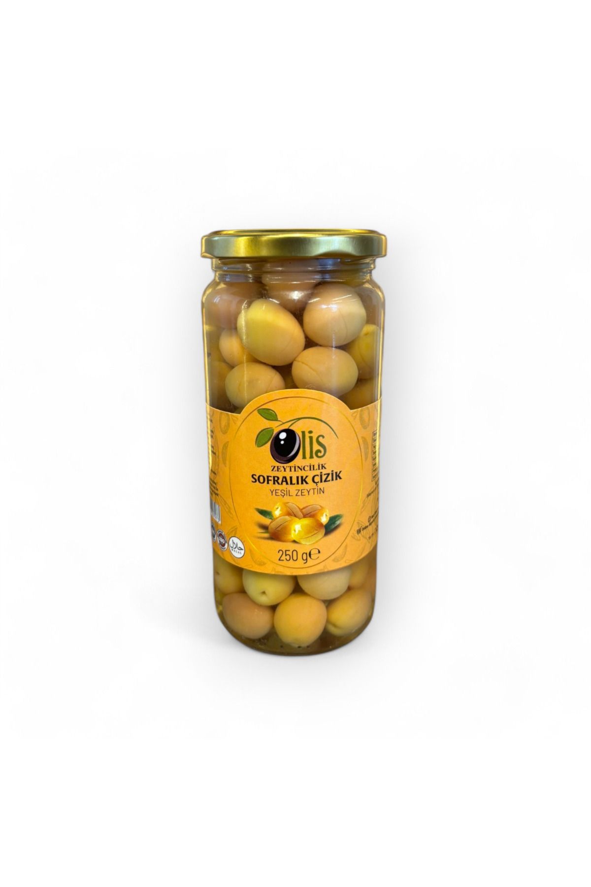 Olis Zeytinleri Çizik Yeşil Zeytin - Süzme Ağırlık 250 Gr. - Cam Kavanoz