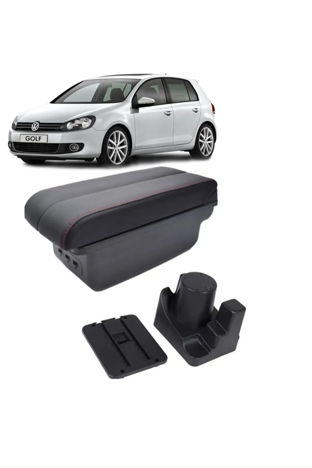 Cebsstore Volkswagen Golf 6 Delmesiz Vidasız Kol Dayama Kolçak Siyah Dikişli