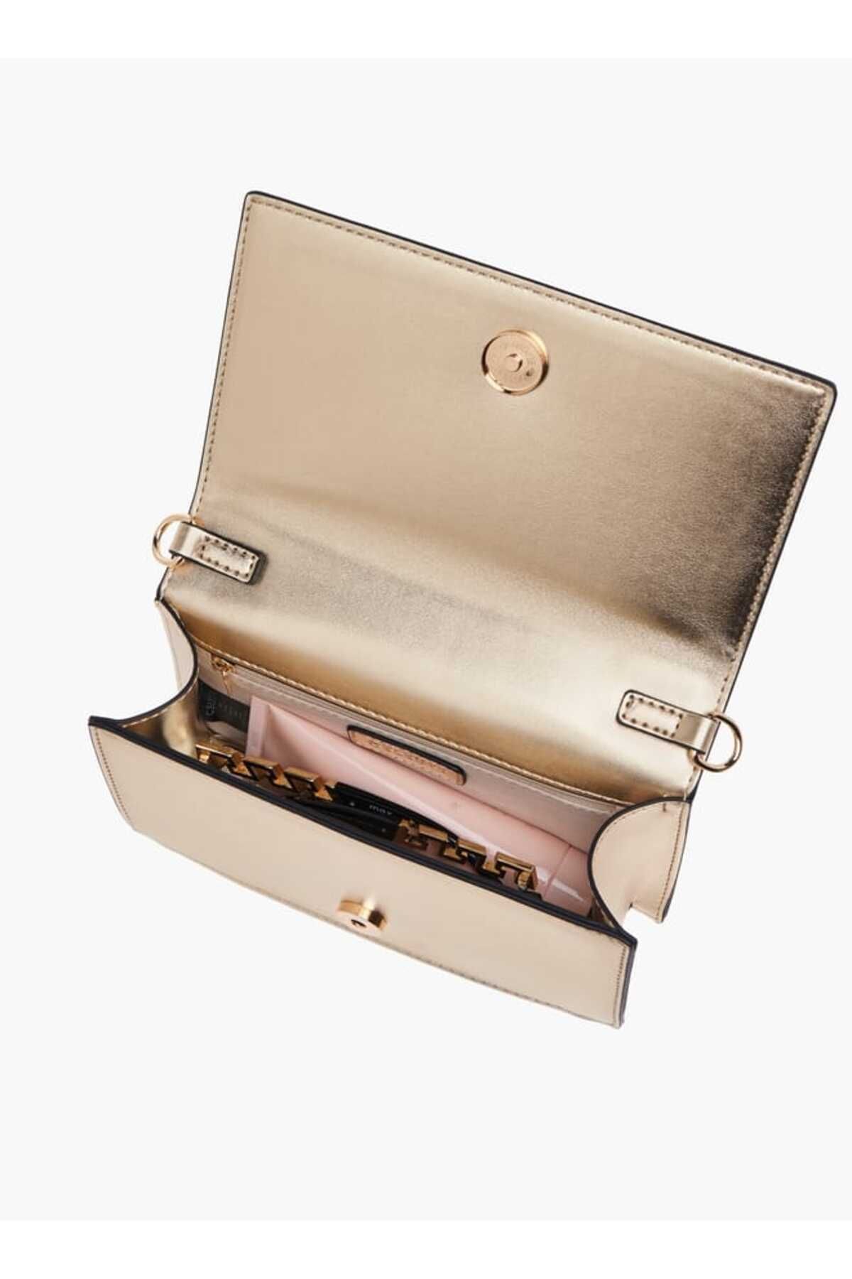 Celeste-Solid Crossbody Bag with Button Closure and Chain Strap 7