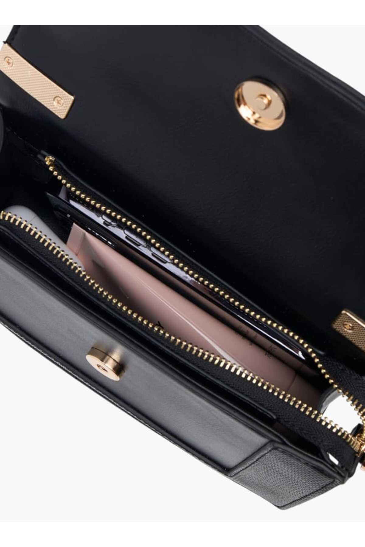 Celeste-Lock Detail Crossbody Bag with Button Closure and Chain Strap 7
