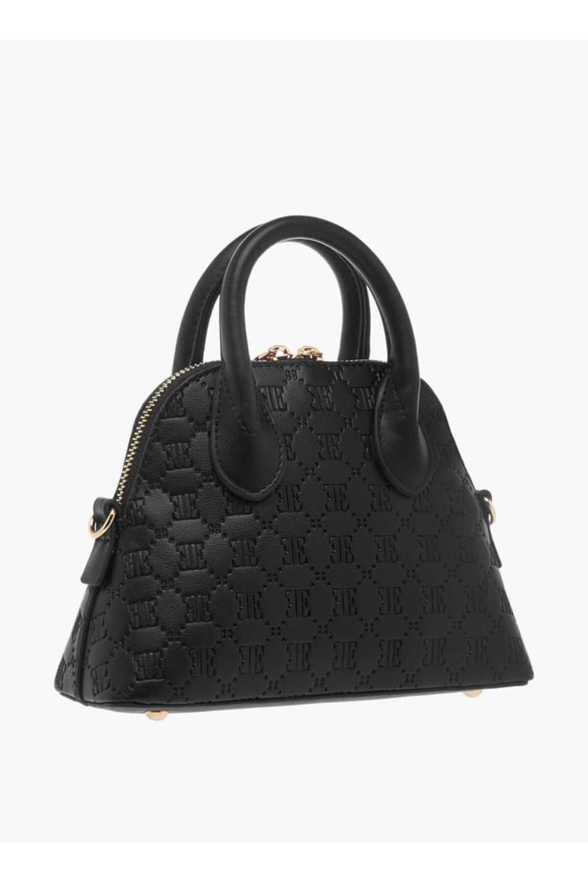 ELLE-Monogram Embossed Mini Crossbody Bag with Zip Closure and Double Handle 3