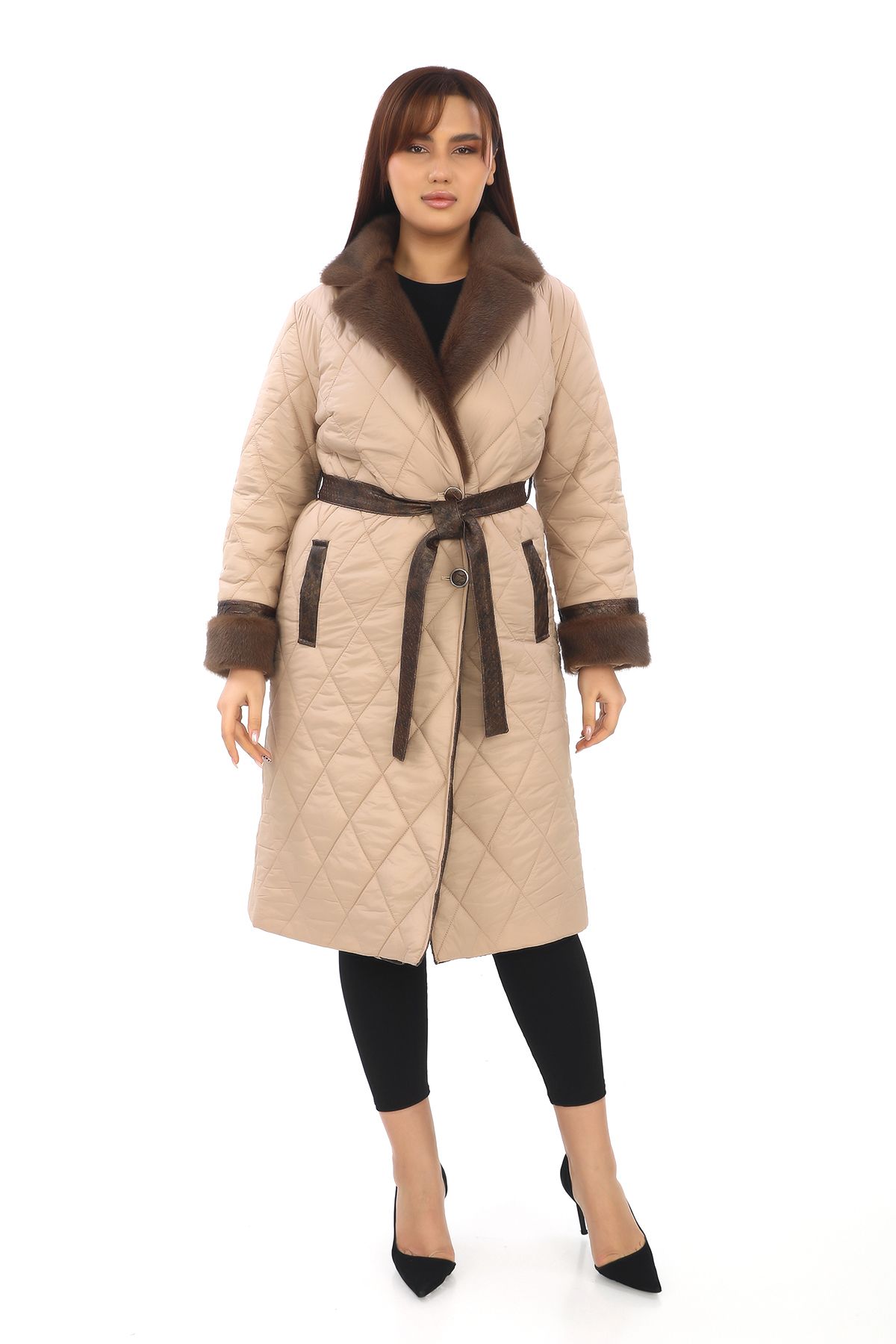 KARAMEŞE-Showcase Women's Cream Color Fur Coat 2