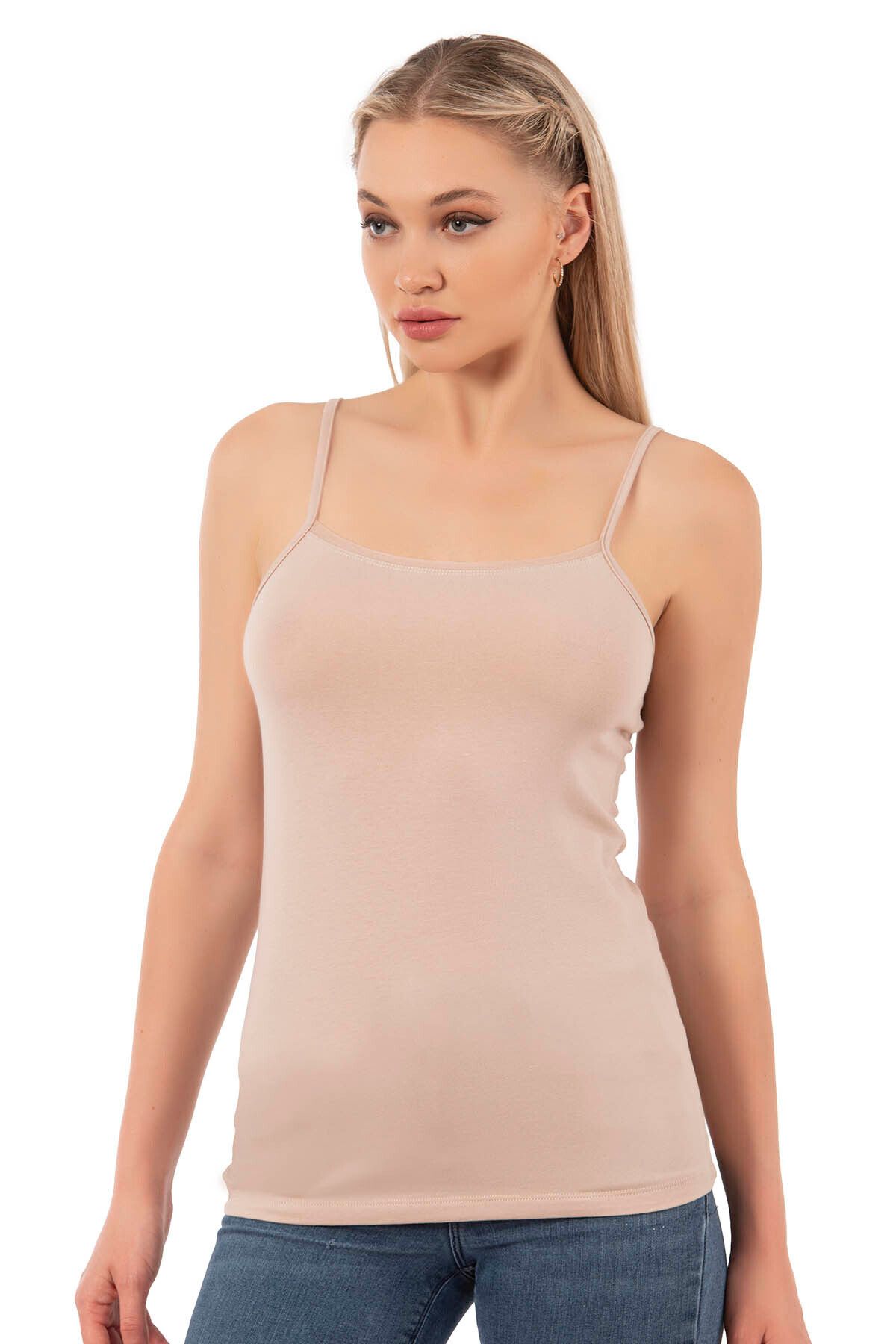 ÖZKAN underwear-Özkan 27105 Women's Cotton Modal Flexible Comfortable String Strap Knitted Tank Top 1