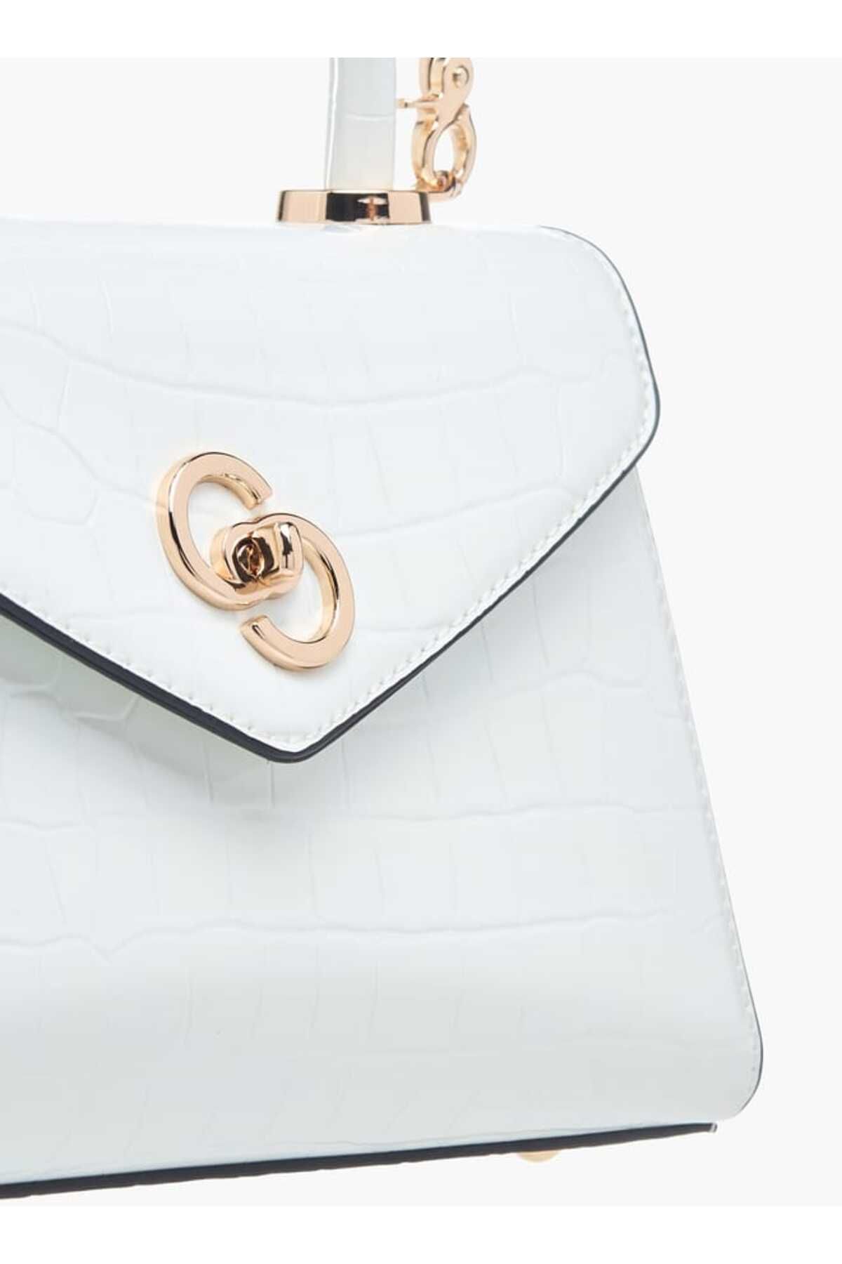 Celeste-Textured Satchel Bag with Flap Closure and Detachable Strap 4