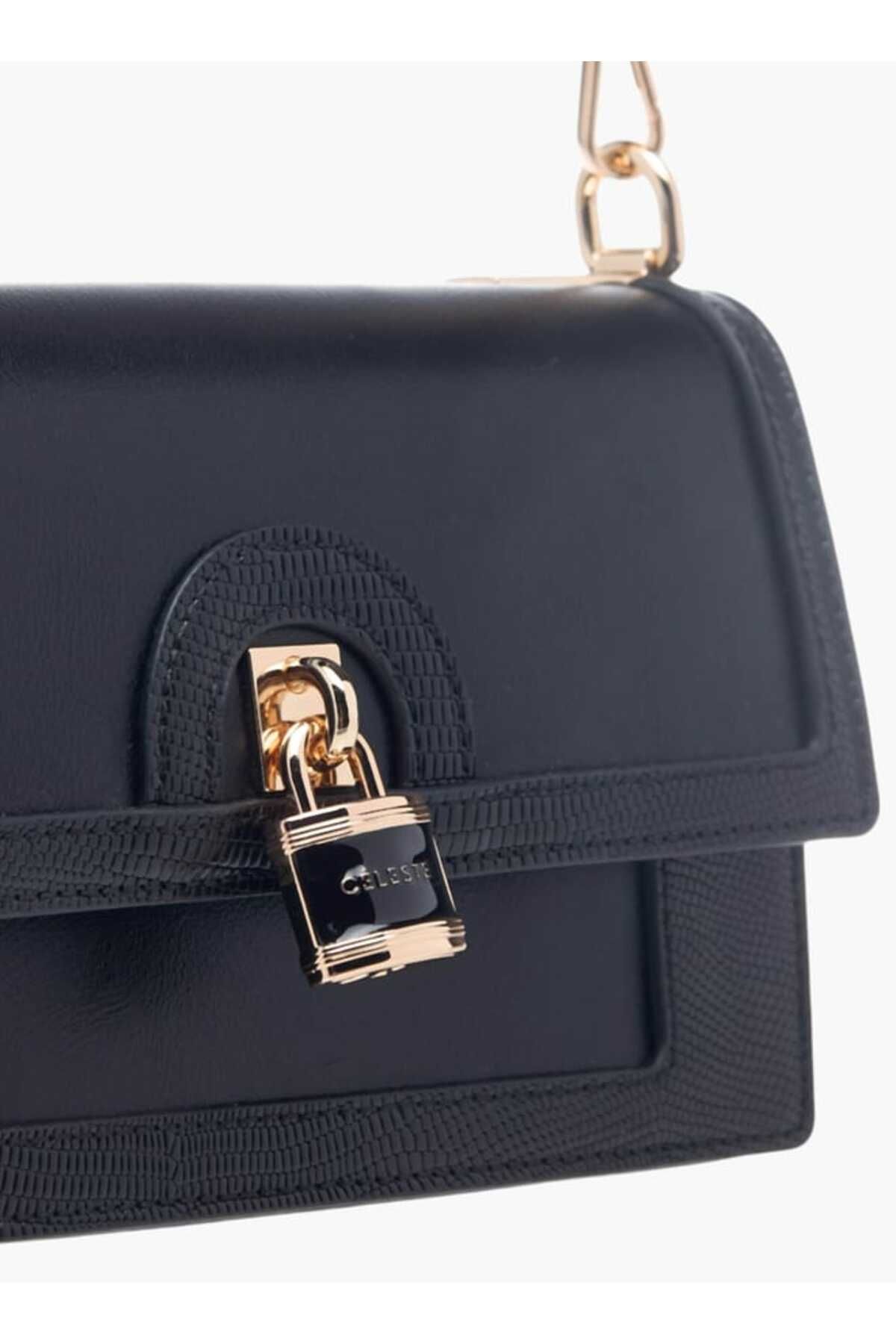 Celeste-Lock Detail Crossbody Bag with Button Closure and Chain Strap 4