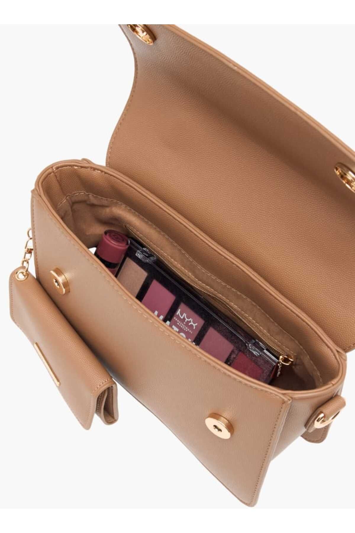 Flora Bella by Shoexpress-Flora Bella Solid Satchel Bag with Detachable Strap and Wallet 7
