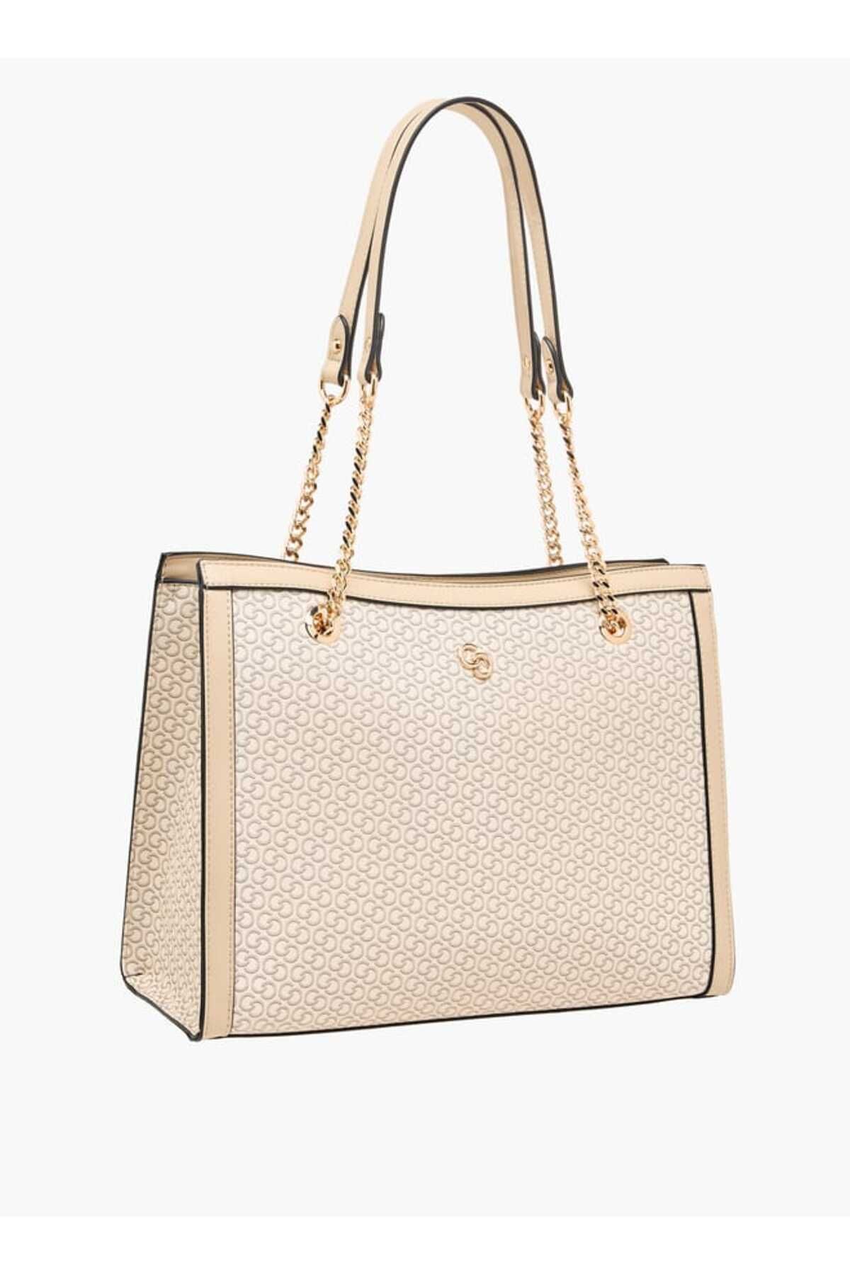 Celeste-Monogram Print Tote Bag with Double Handles and Zip Closure 3