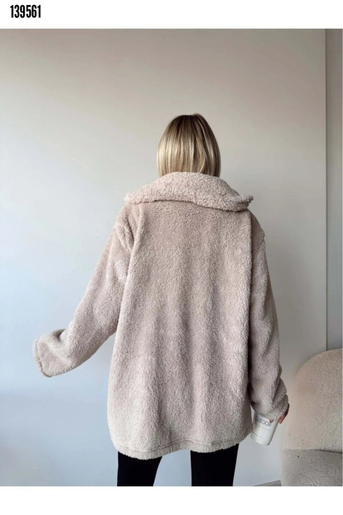 Kokosh moda Palton De Pluș Wellsof Fabric Cu Mânecă Lungă Pentru Femei Femeie - S