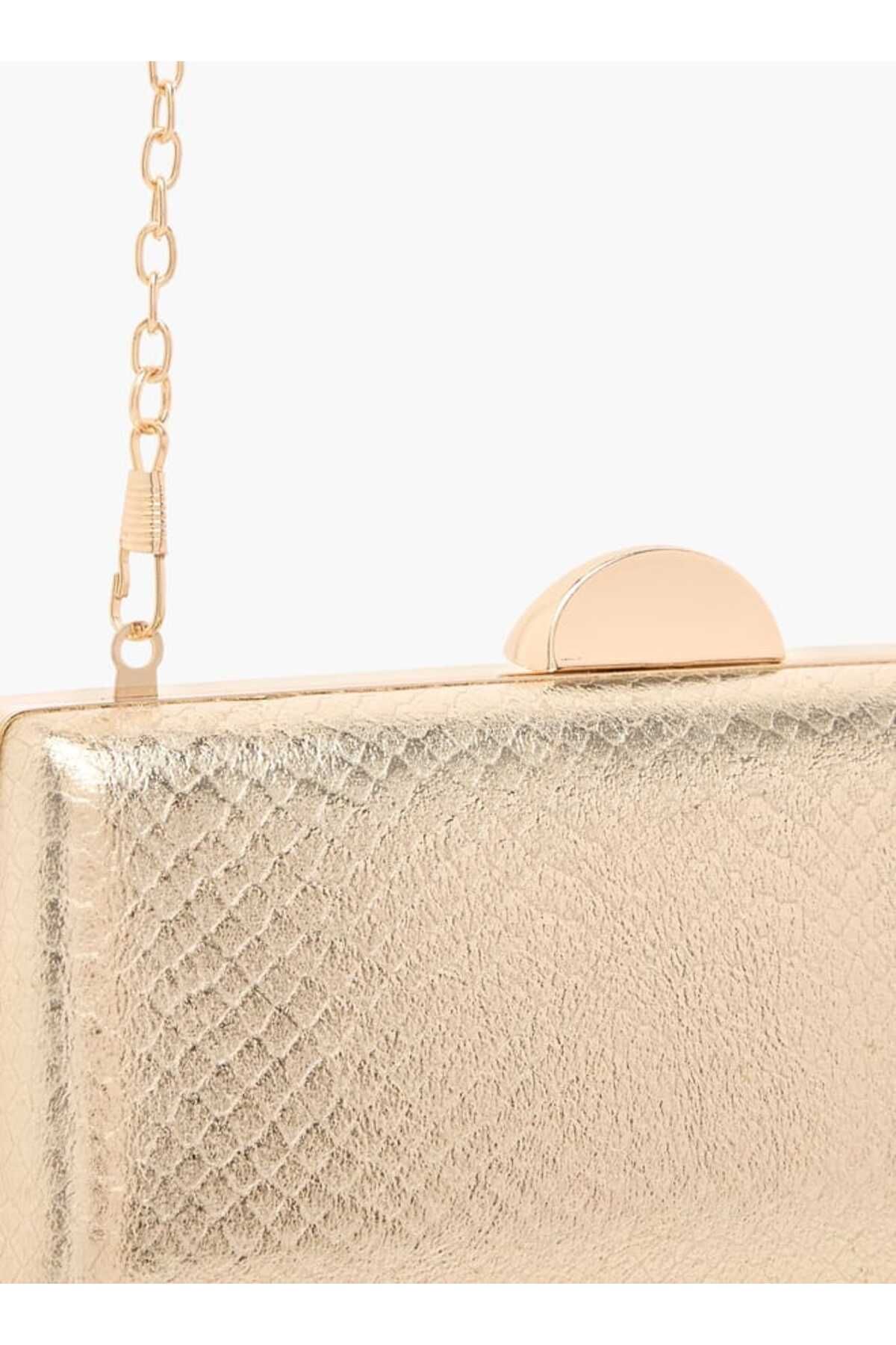 Flora Bella by Shoexpress-Flora Bella Textured Clutch with Flap Closure and Chain Strap 4