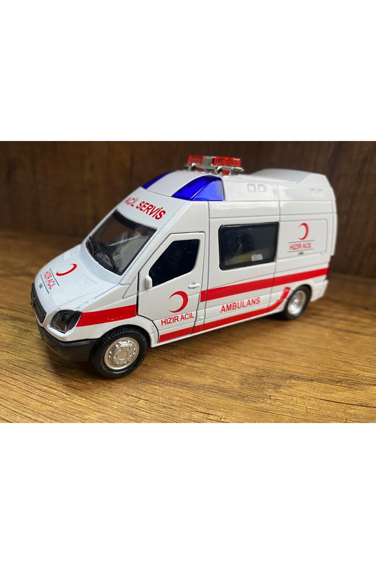 scntoys Sesli Işıklı Açılabilir Kapılar Metal Çek Bırak Oyuncak Ambulans Siren Sesli Ambulans Hızır Acil