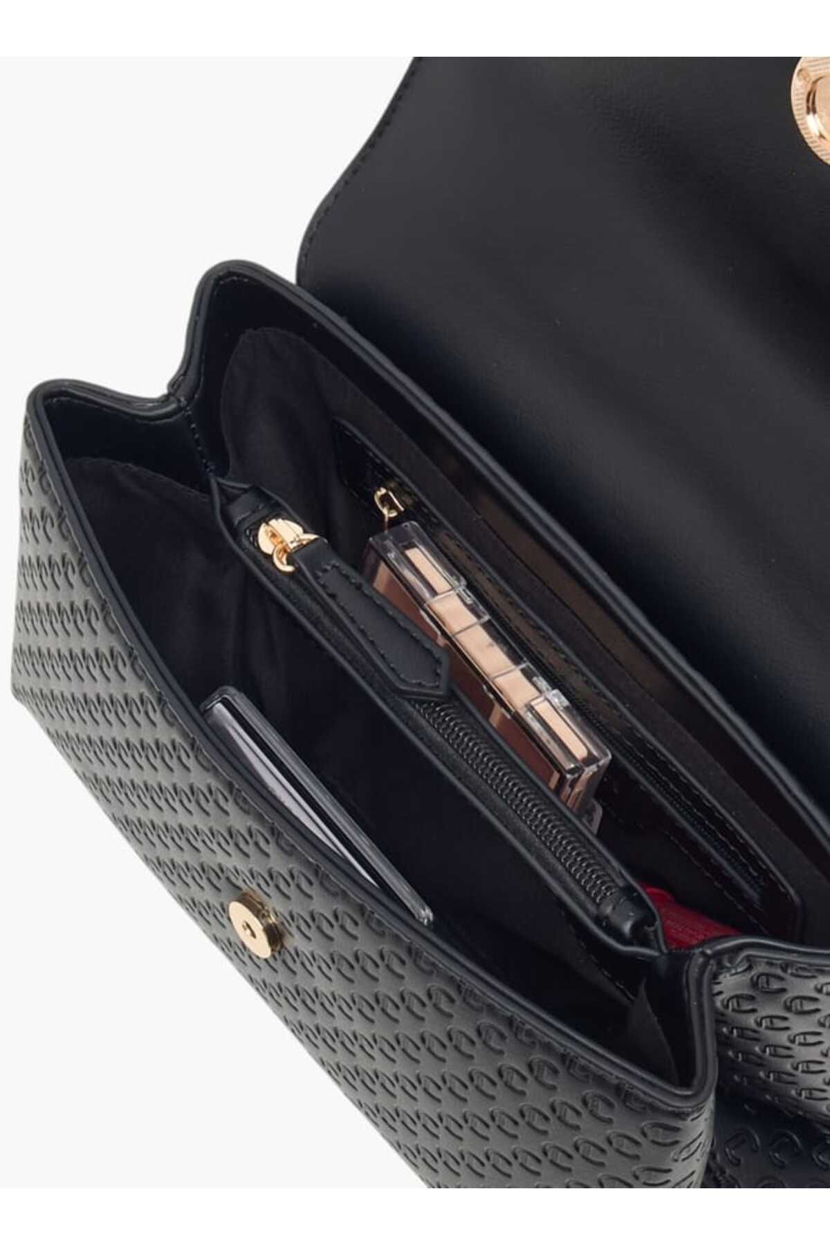 Le Confort-Monogram Embossed Satchel Bag with Button Closure 6