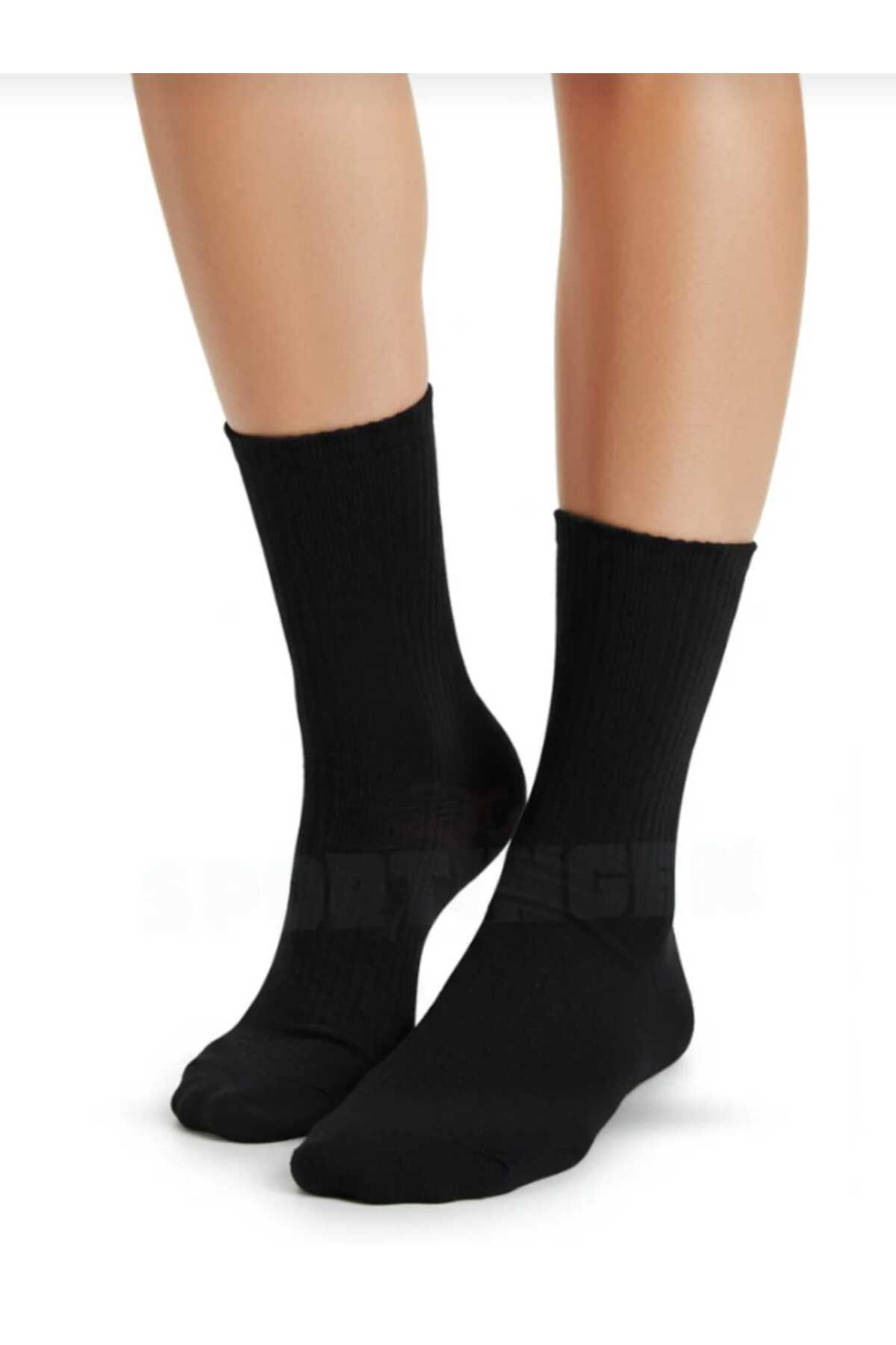 COTAS 6 Çift Unisex Siyah Beyaz Gri Çizgili Çizgisiz Kolej Tenis Çorap görsel 4