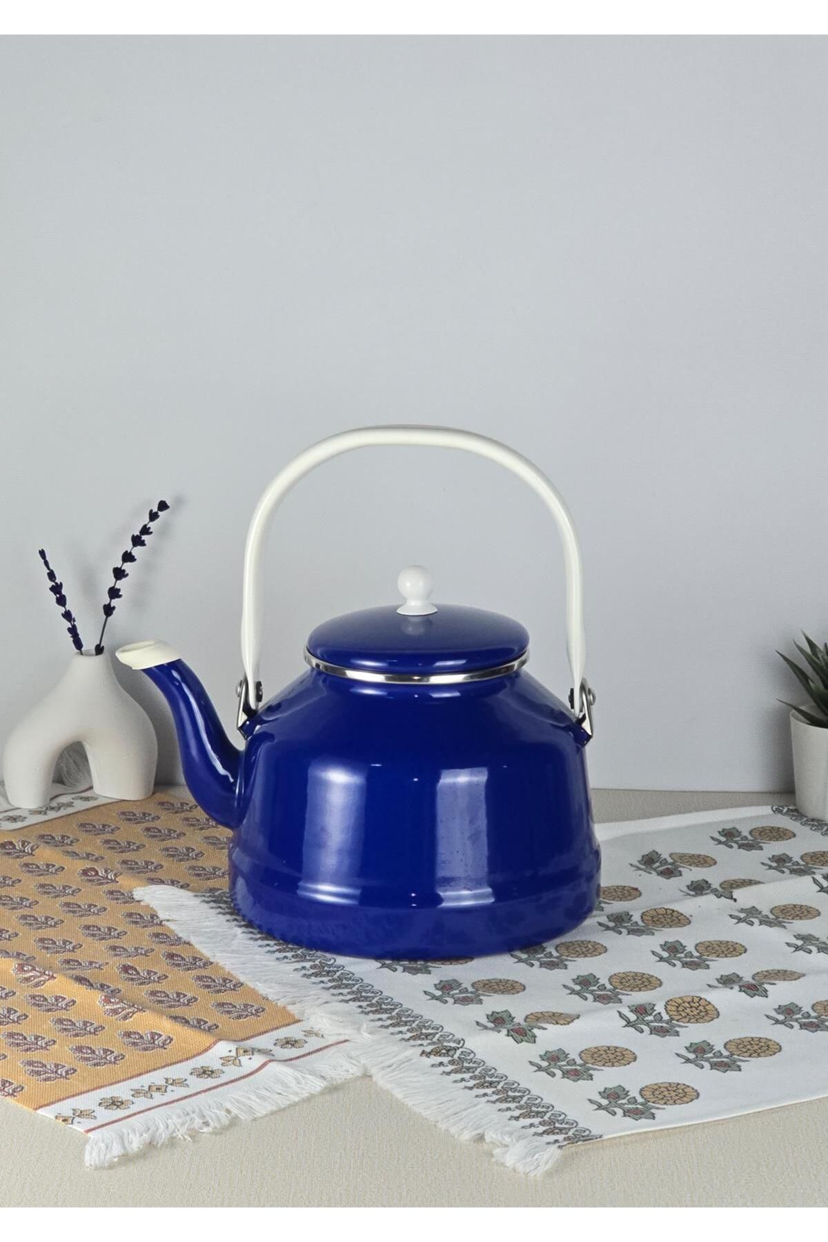 HomeTarz Alev Vintage Demlik - Emaye Çaydanlık, Kettle - 3.5 Litre, Lacivert