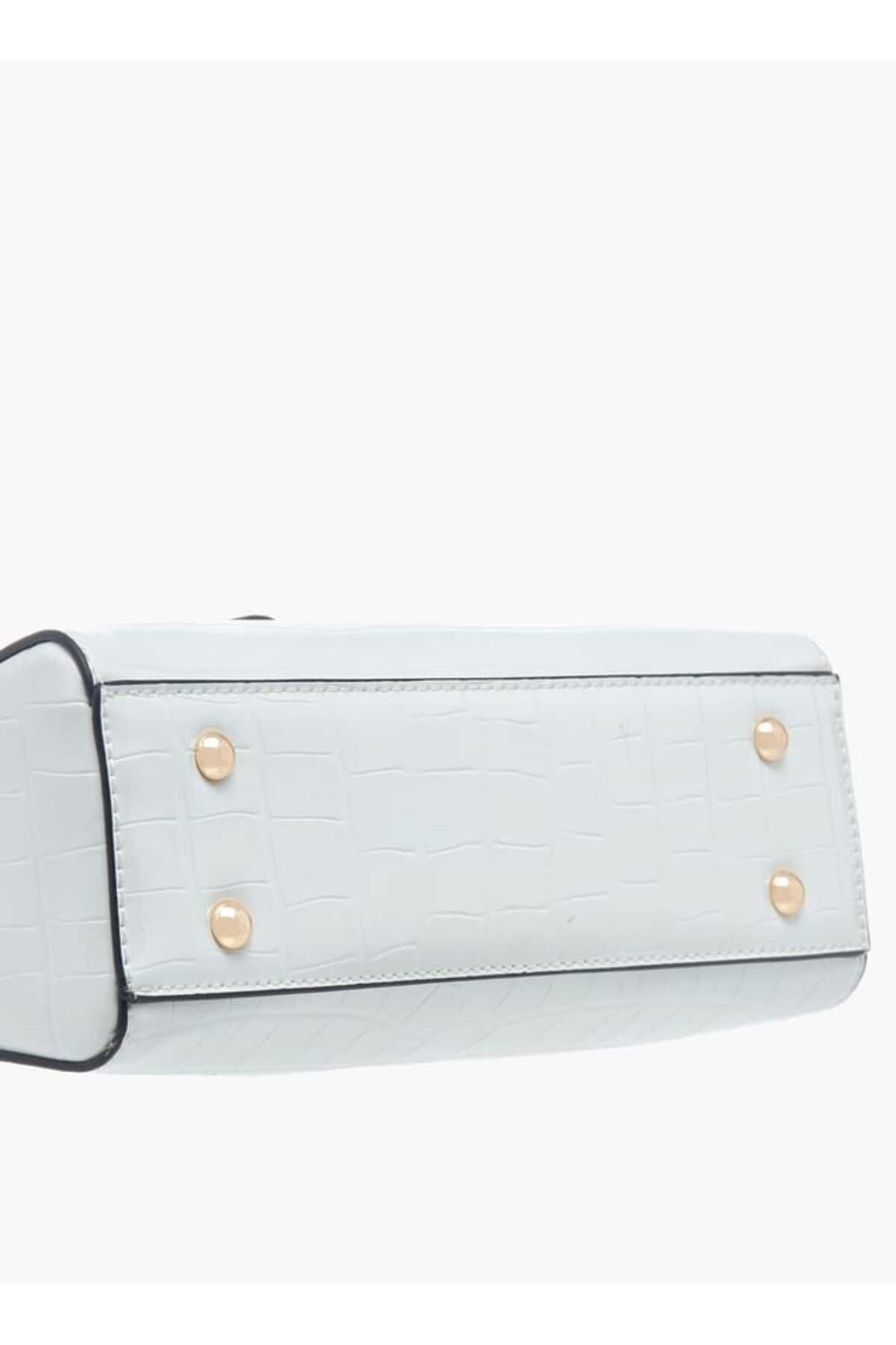 Celeste-Textured Satchel Bag with Flap Closure and Detachable Strap 6