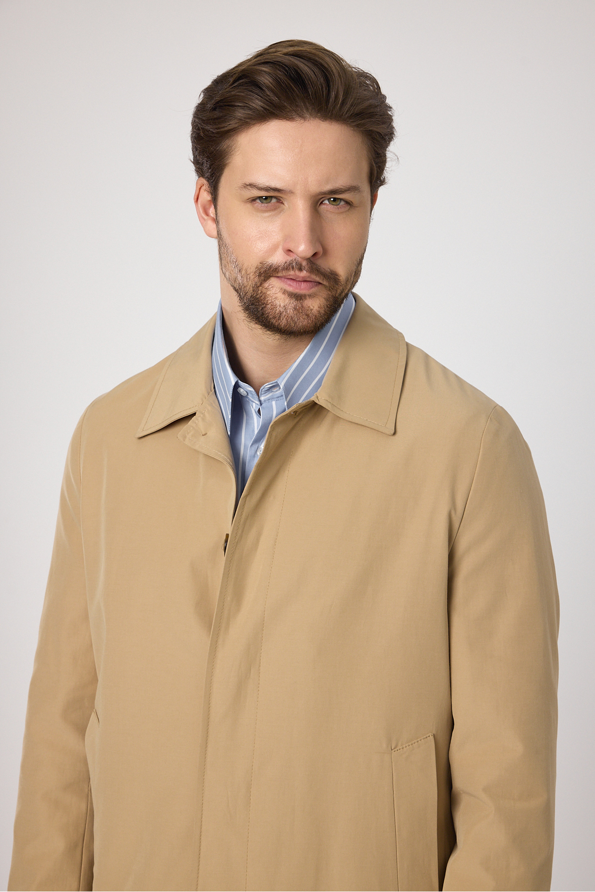 Frappoli  Madrid Erkek Bej Bebe Yaka Baharlık Ceket-Trençkot - Görsel 2