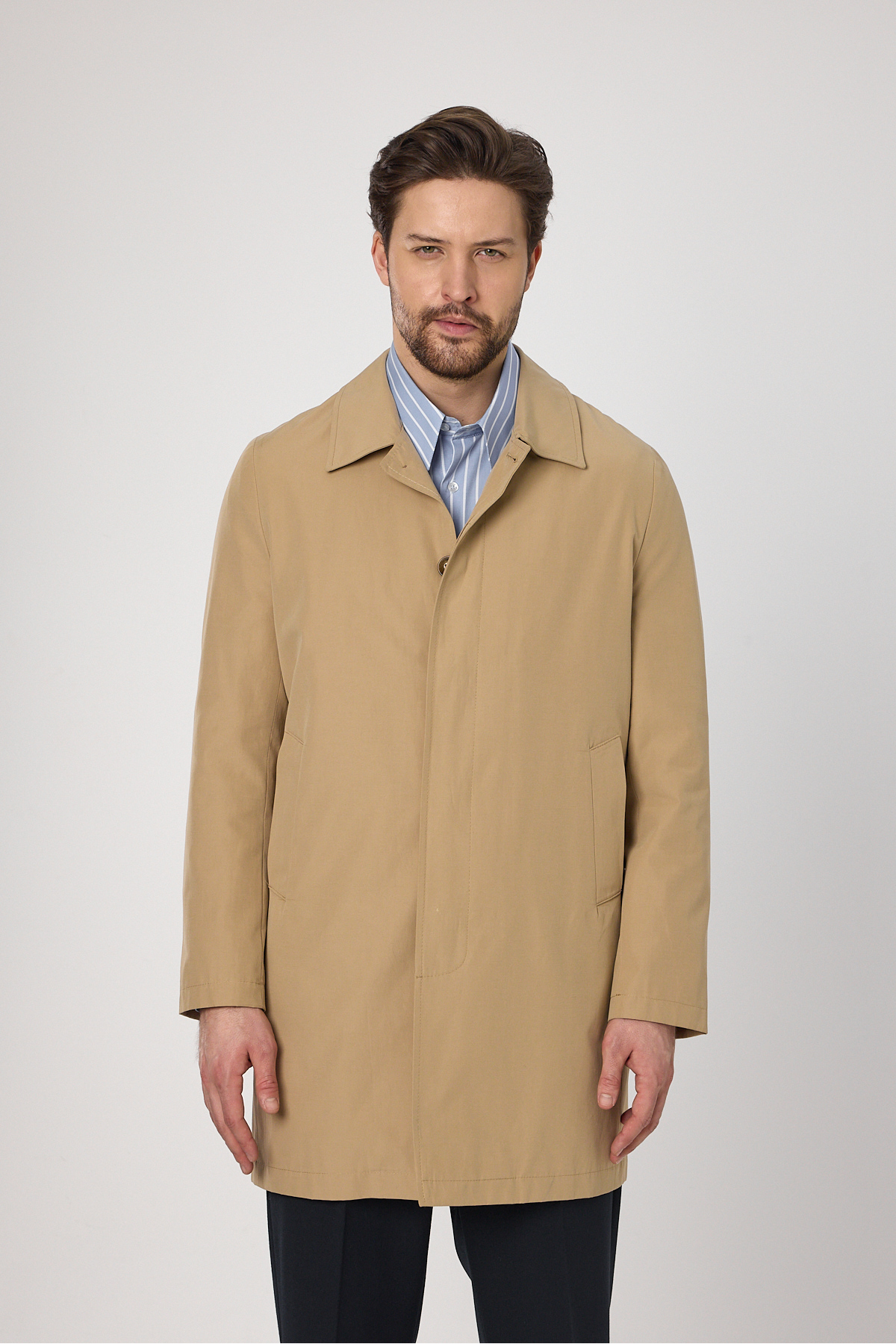 Frappoli  Madrid Erkek Bej Bebe Yaka Baharlık Ceket-Trençkot - Görsel 5