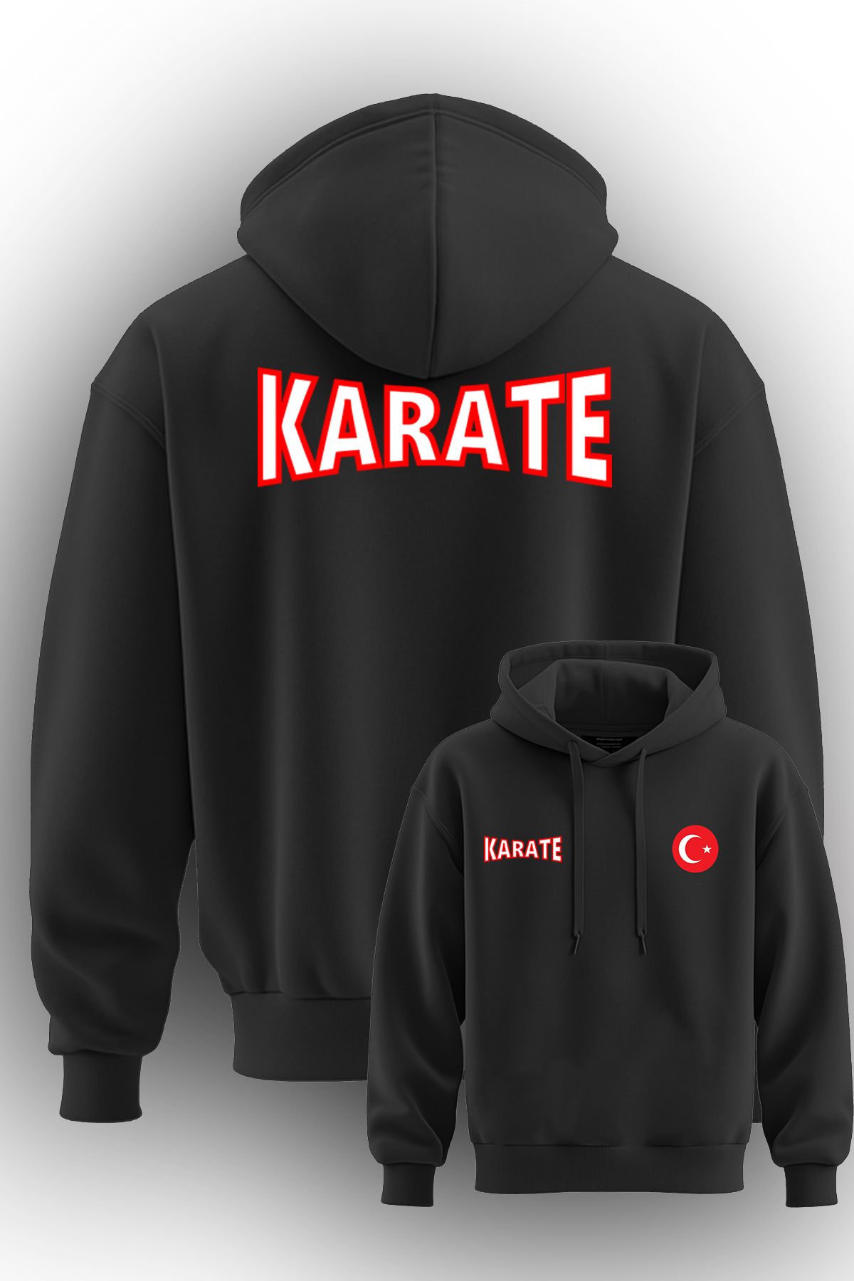 TOP GLORY Karate  Baskılı 3 İp Şardonlu Kapüşonlu Sweatshirt hoodie KARATE Sweat