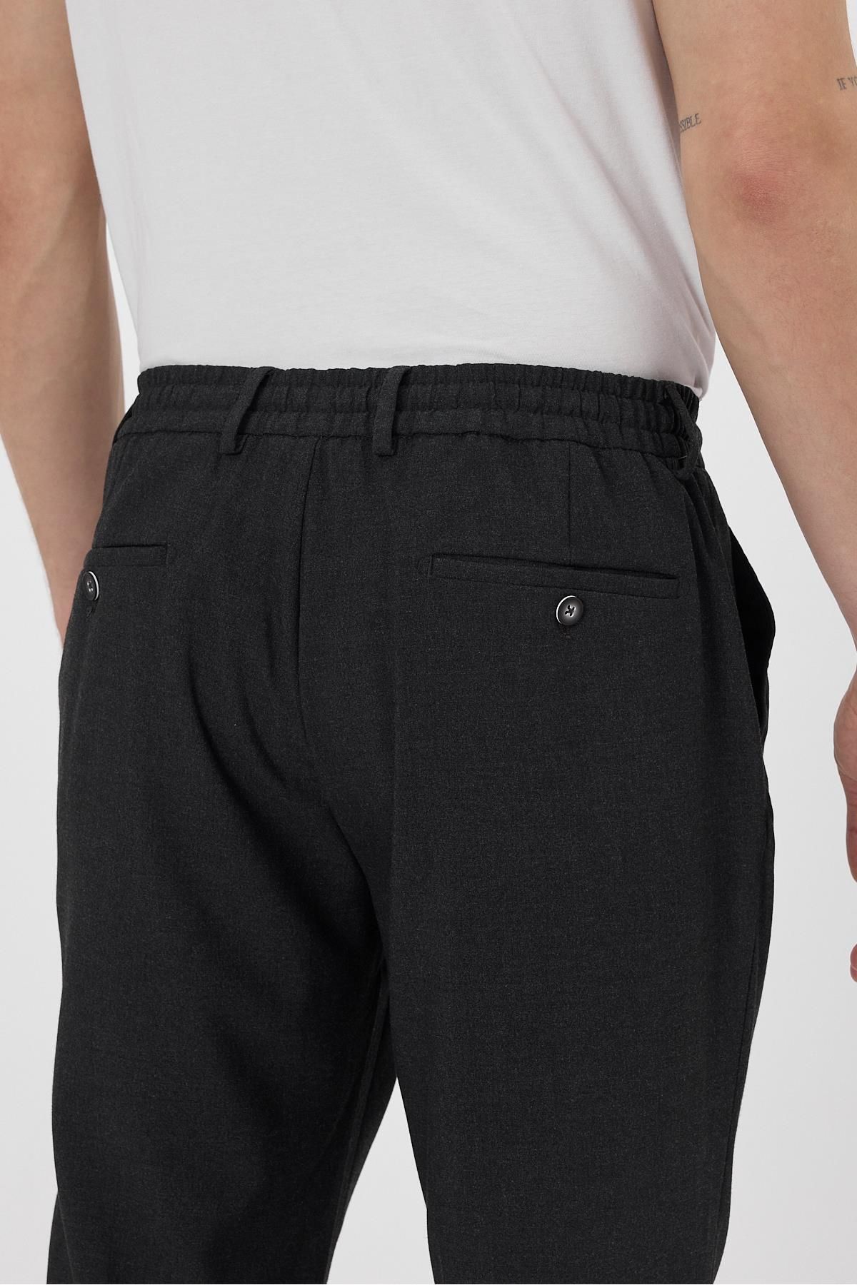 odelon-Men's Anthracite Slim Fit Jogger Pants - Comfortable, Drawstring Zip-Up and Lycra 6