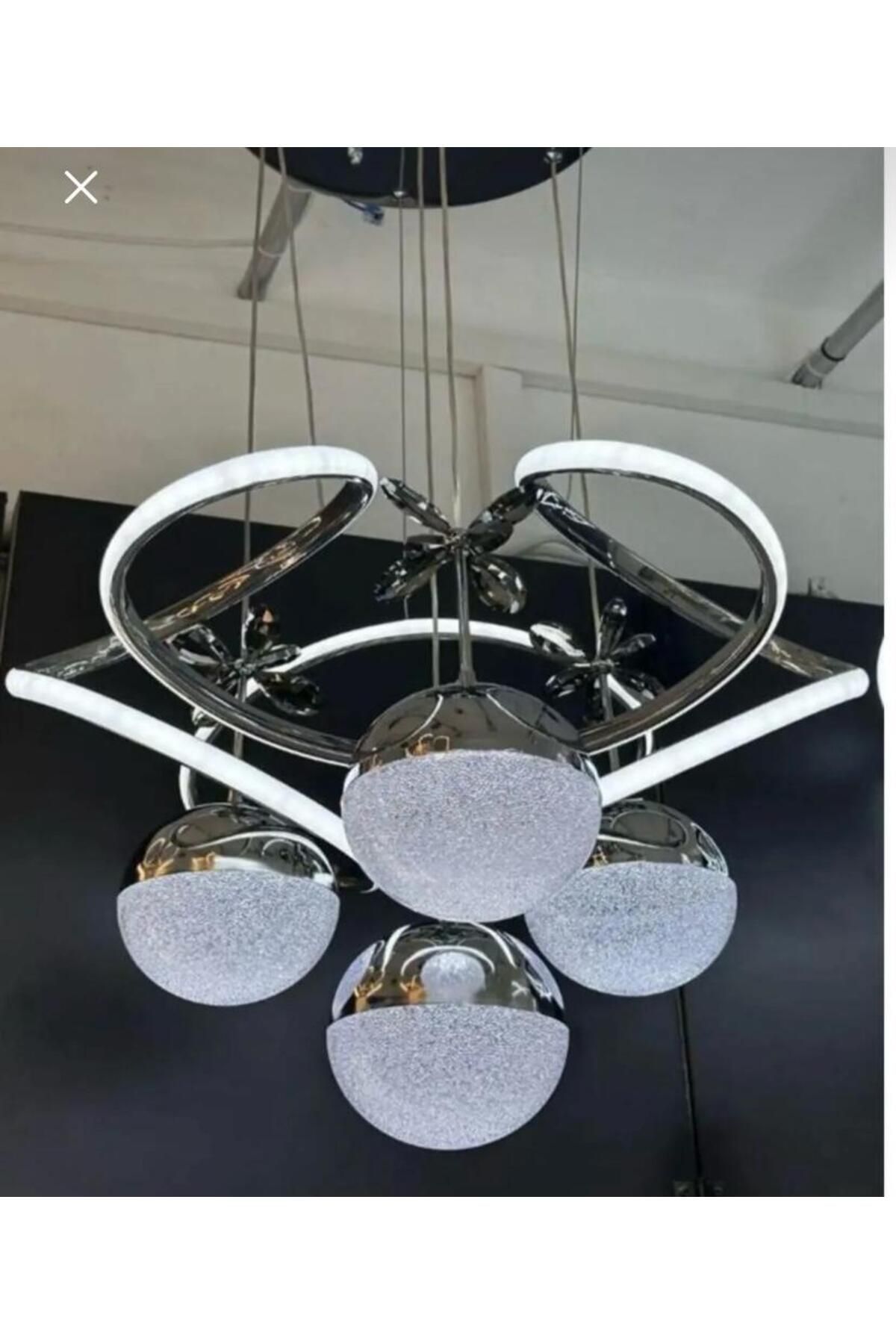 ÖZGÜL AYDINLATMA MODERN LÜKS SALON MODEL DRON LEDLİ 3 RENK KROM SARKIT AVİZE
