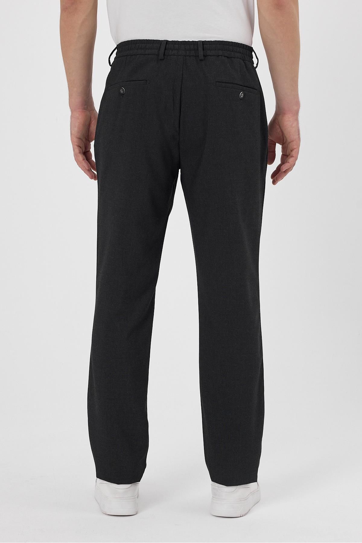odelon-Men's Anthracite Slim Fit Jogger Pants - Comfortable, Drawstring Zip-Up and Lycra 5