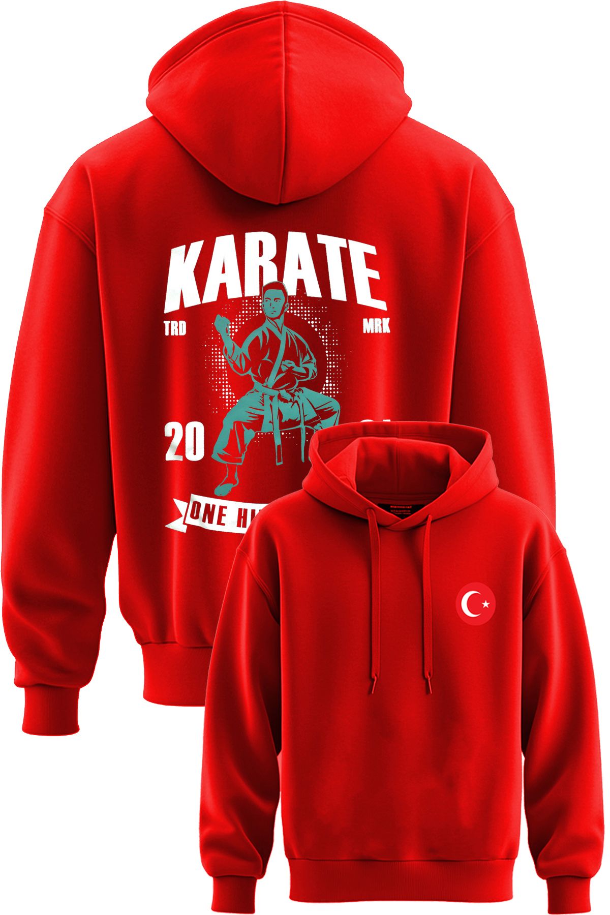 TOP GLORY Karate Victory Baskılı 3 İp Şardonlu Kapüşonlu Sweatshirt hoodie KARATE Sweat KARAT19008