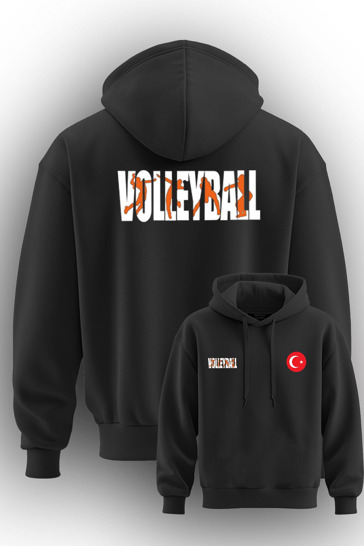 TOP GLORY Voleybol Baskılı 3 İp Şardonlu Kapüşonlu Sweatshirt