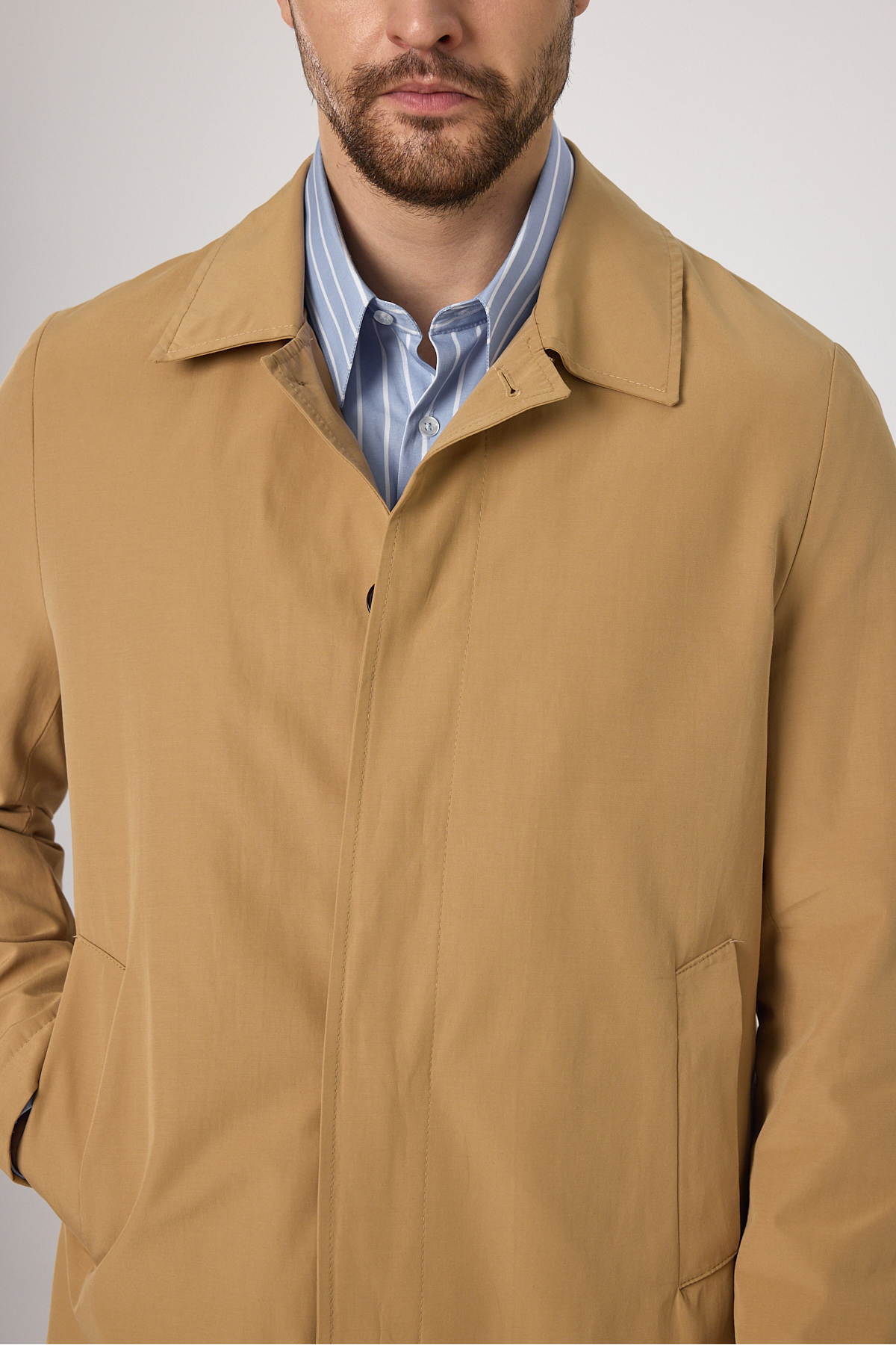 Frappoli  Madrid Erkek Camel Klasik Yaka Pamuk Karışımlı Trençkot Regular Fit - Görsel 4