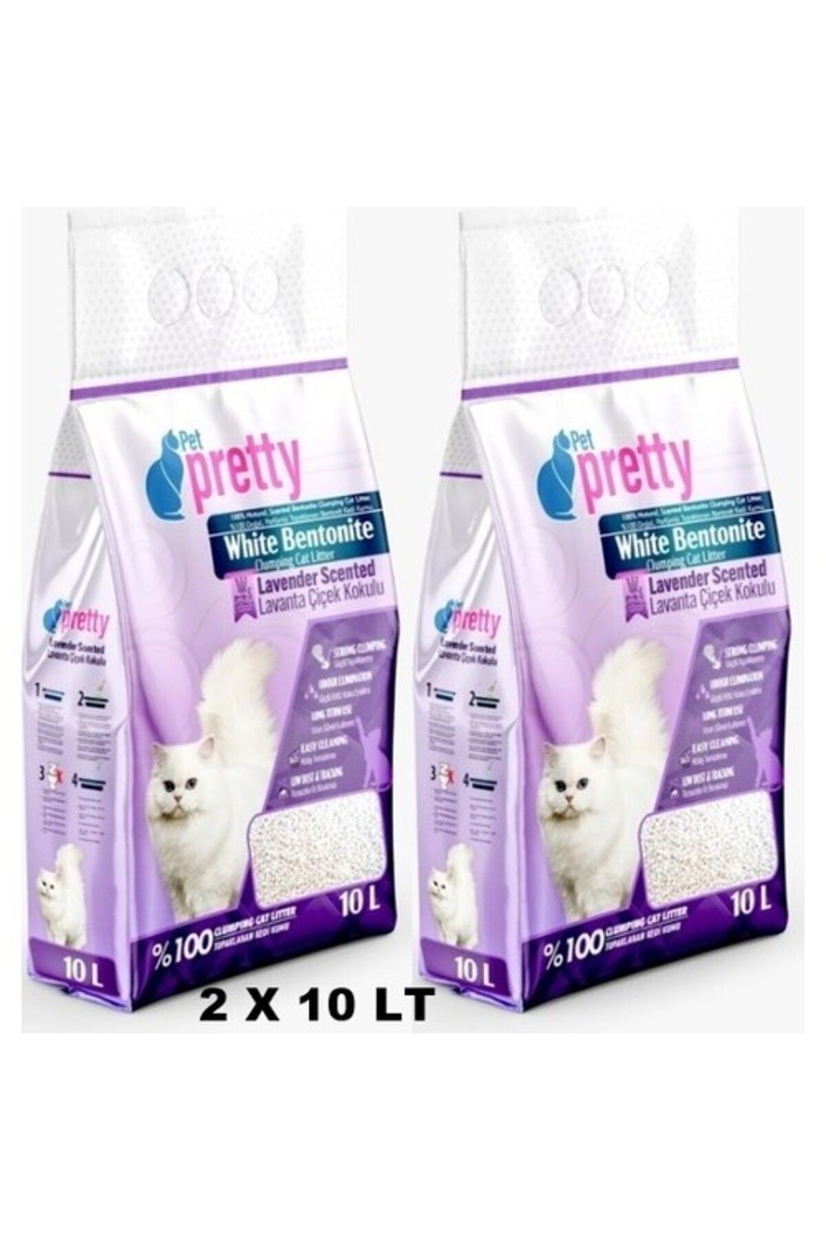 Pet Pretty Lavanta Kokulu Ince Taneli Topaklaşan Kedi KUMU10LT x 2 Adet