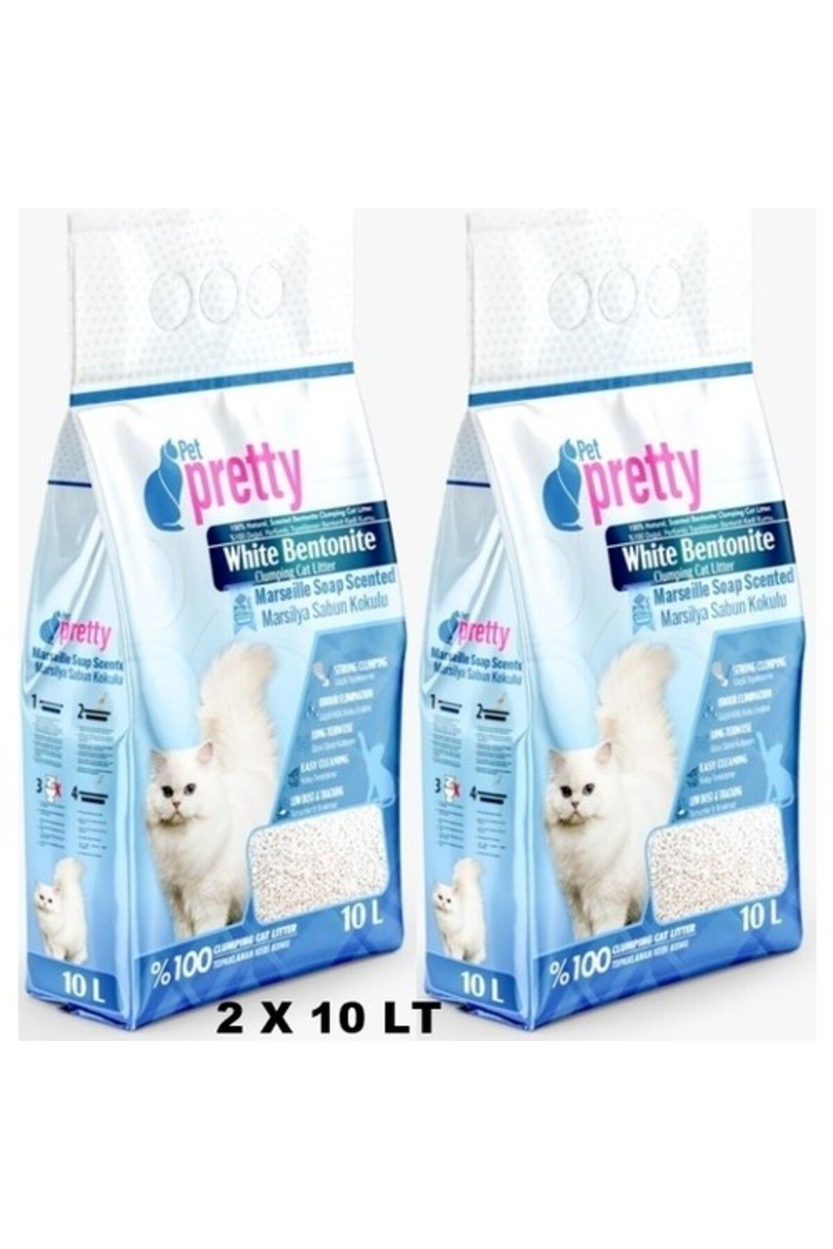 Pet Pretty Sabun Kokulu Ince Taneli Topaklaşan Kedi Kumu 10LTX 2 Adet