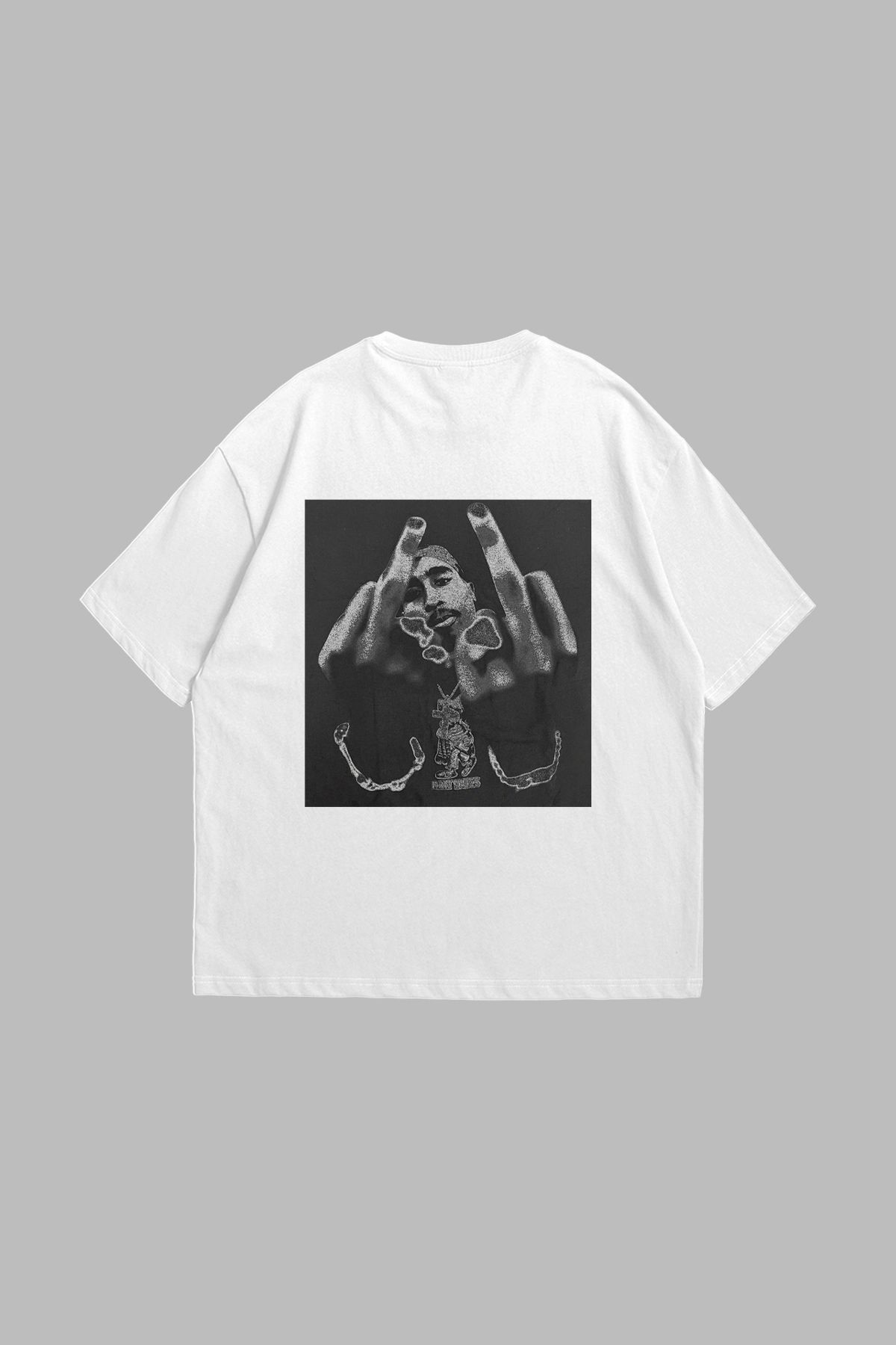 Tarzsokak All Eyez On Me Baskılı Oversize Unisex Beyaz