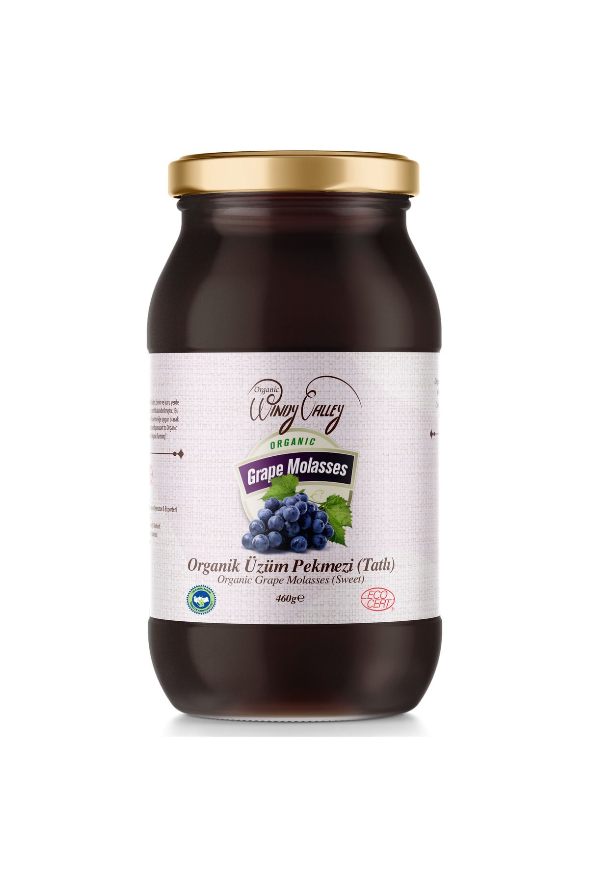 Organic Windy Valley Organik Üzüm Pekmezi (460GR) Soğuk Sıkım Şeker Ilavesiz