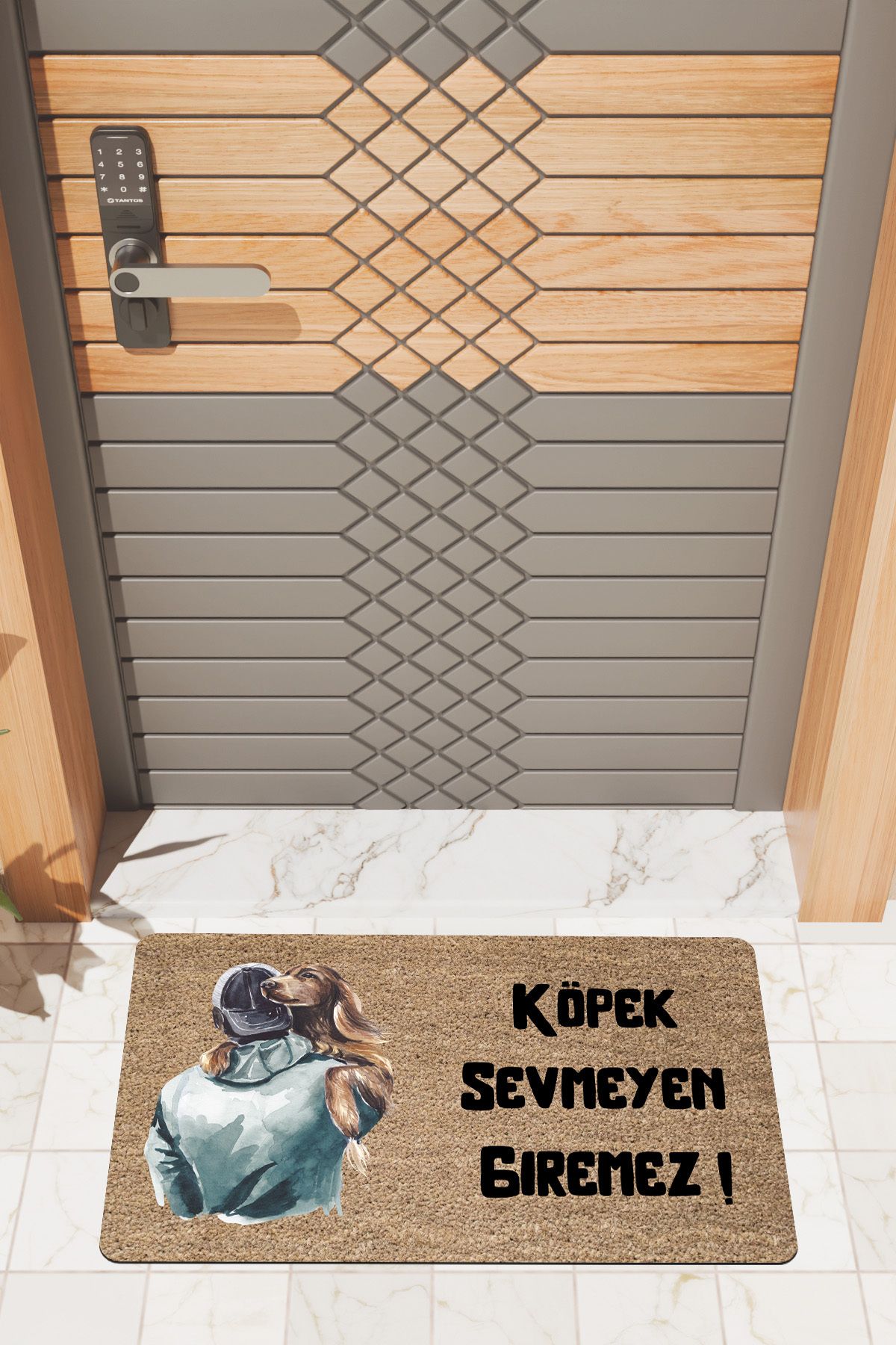 Rugmood Modern Dijtal Baskı Köpek Sevmeyen Giremez2 Kapı Önü Paspası