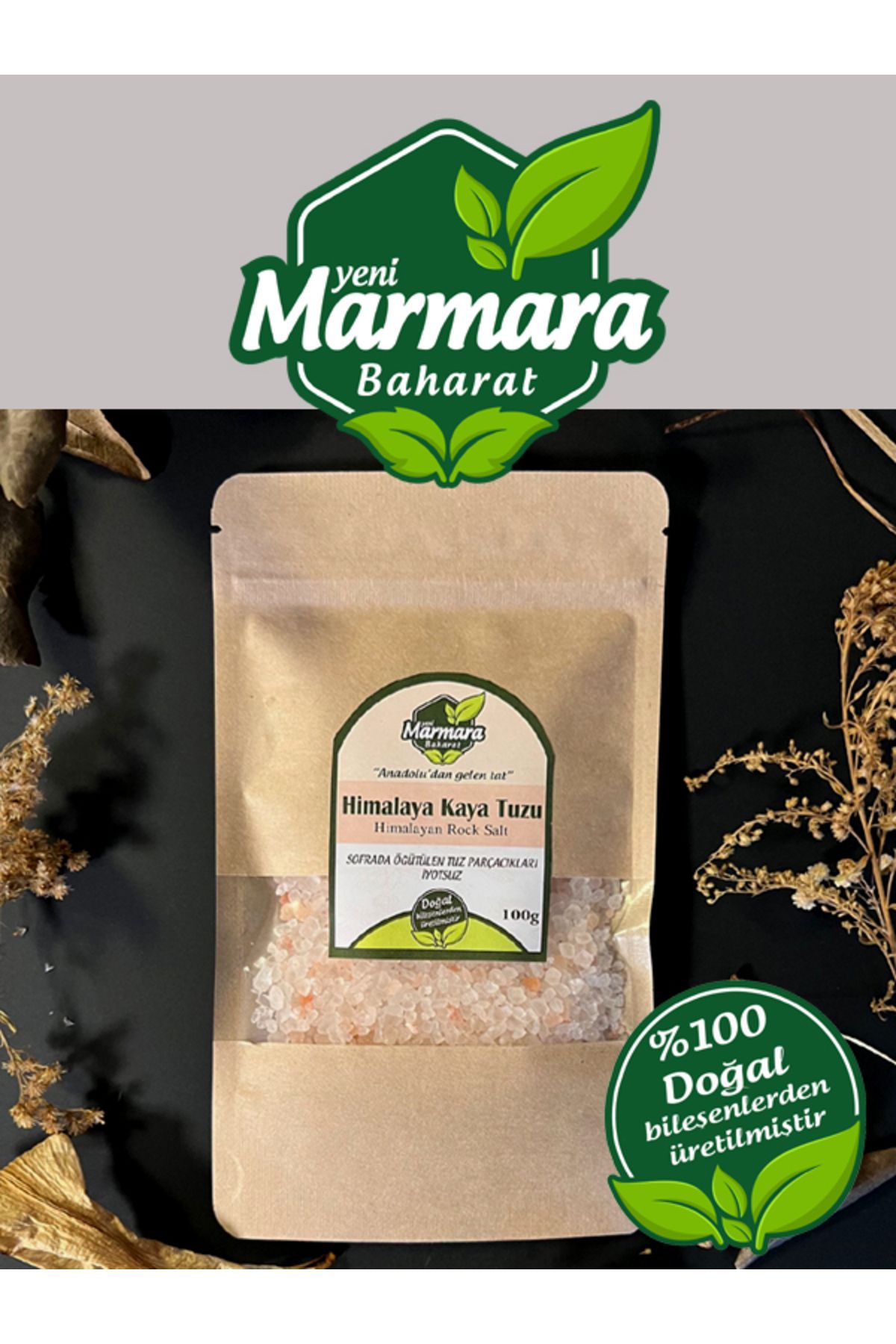 MARMARA BAHARAT Himalaya İyotsuz Kaya Tuzu (Parçacık) 100 Gr Kilitlenir Ambalaj