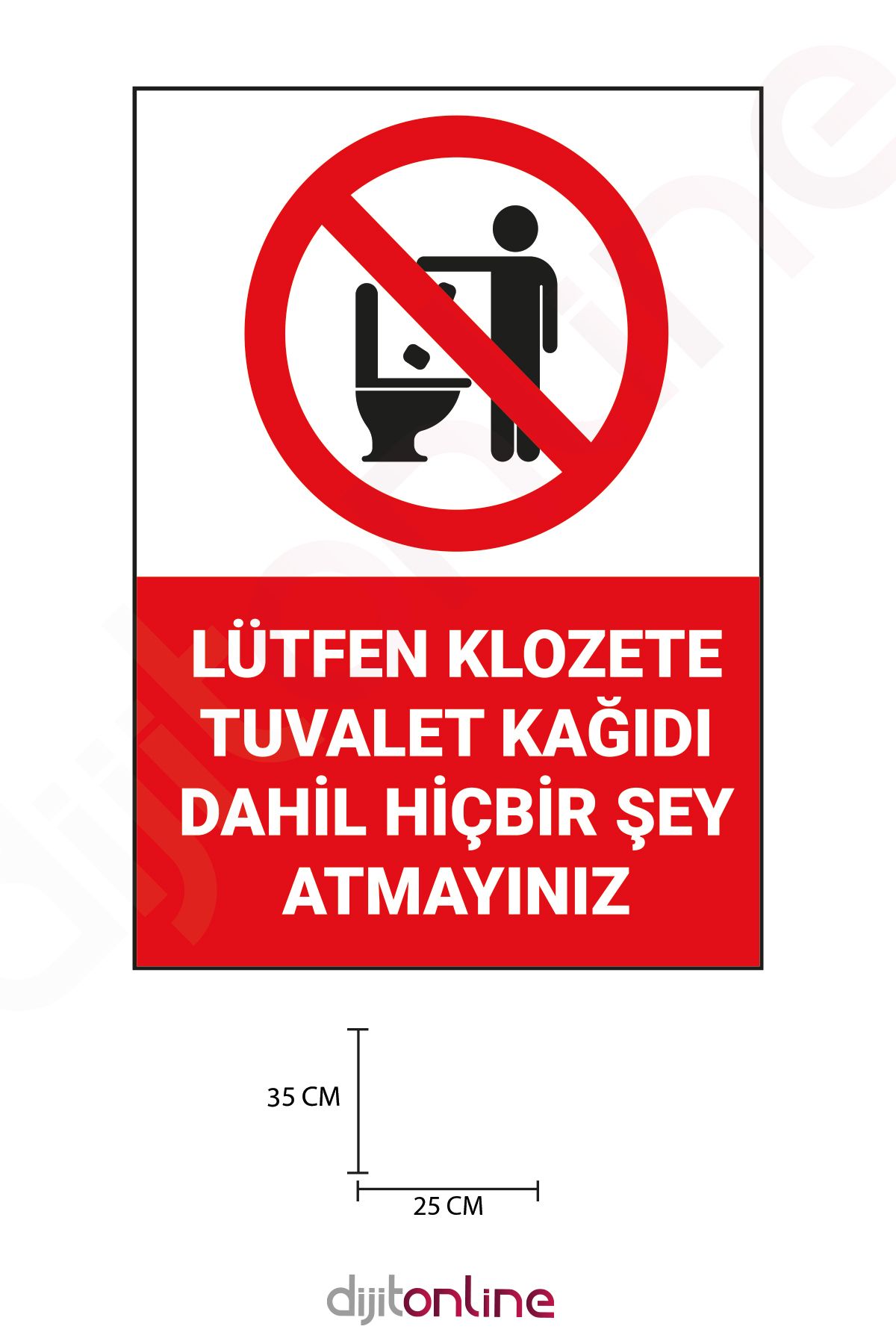 Dijitonline 3 Adet Lütfen Klozete Tuvalet Kağıdı Atmayınız Uyarı Sticker - Uyarı Sticker - 25x35Cm