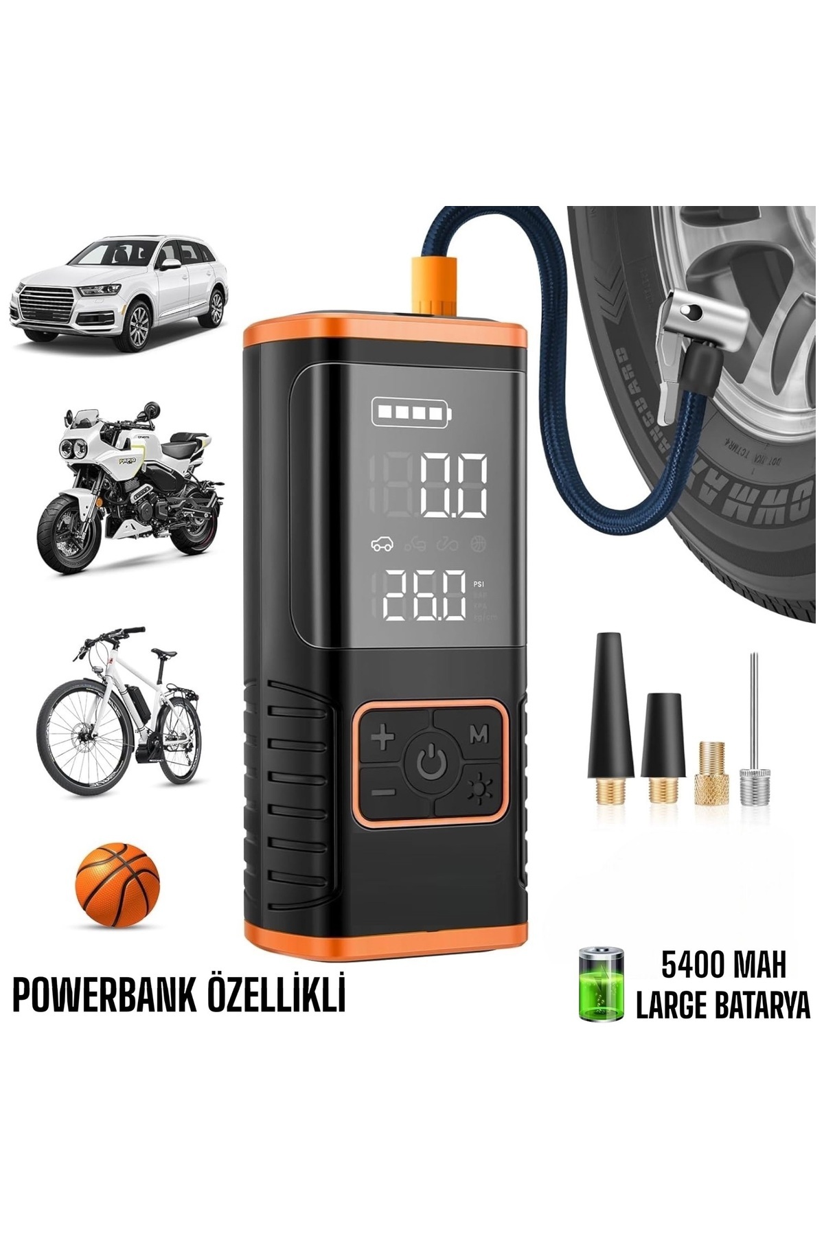 Enshall Dijital Ekranl 5400 MAh 4IN1 arjl Ta nabilir Ara Lastik Enshall Dijital Ekranl 5400 MAh 4IN1 arjl Ta nabilir Ara Lastik