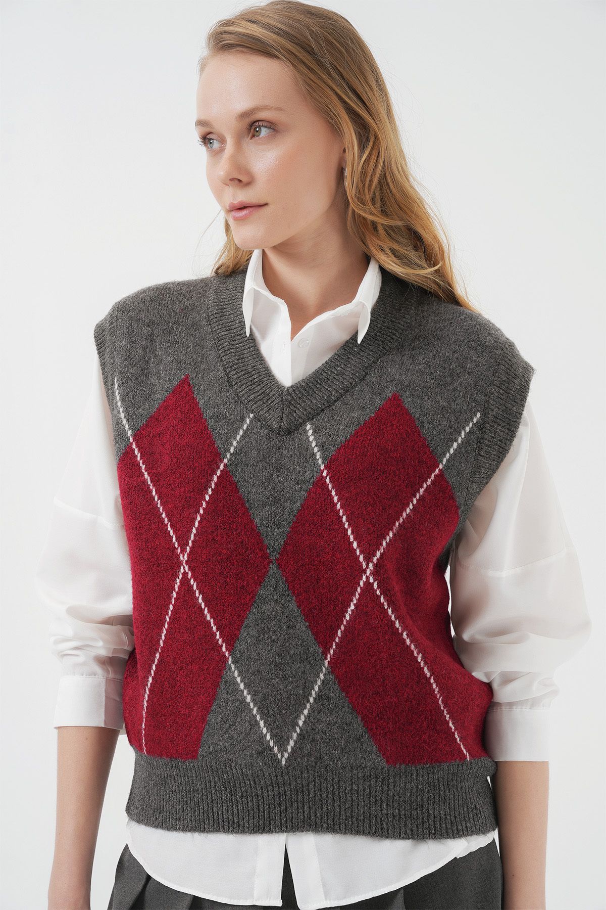 Bigdart-15914 Strickpullover mit V-Ausschnitt – V. Anthrazit 4