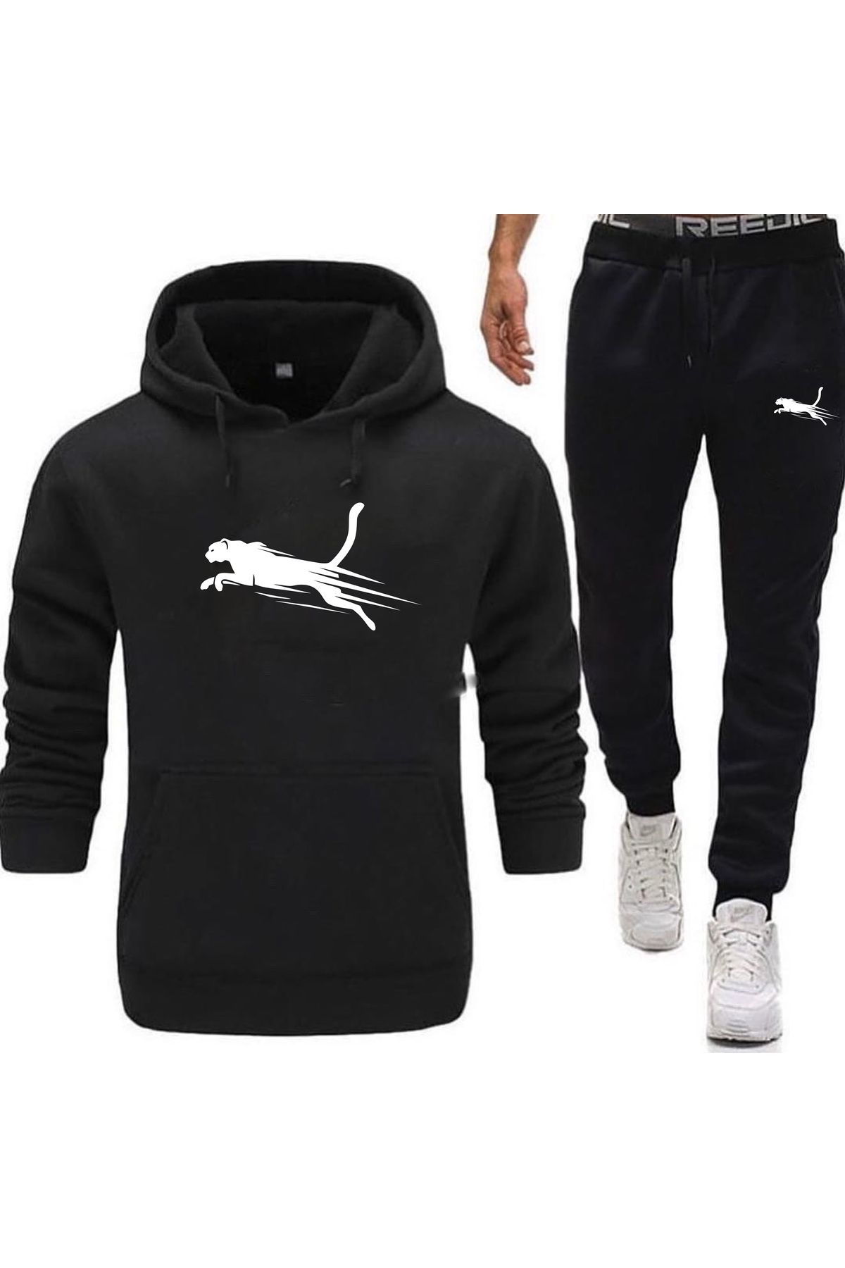 BESWEAR Erkek Siyah Göğüs Baskılı Sweatshirt