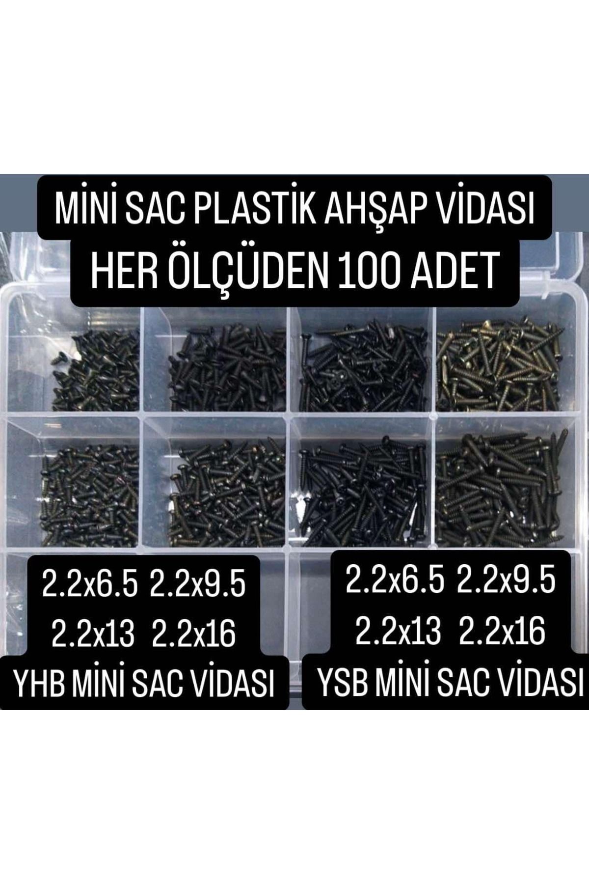 ACAR CİVATA 800 Parça Mini Vida 2.2 MM Elektronik Pcb Metal Ağaç Plastik için